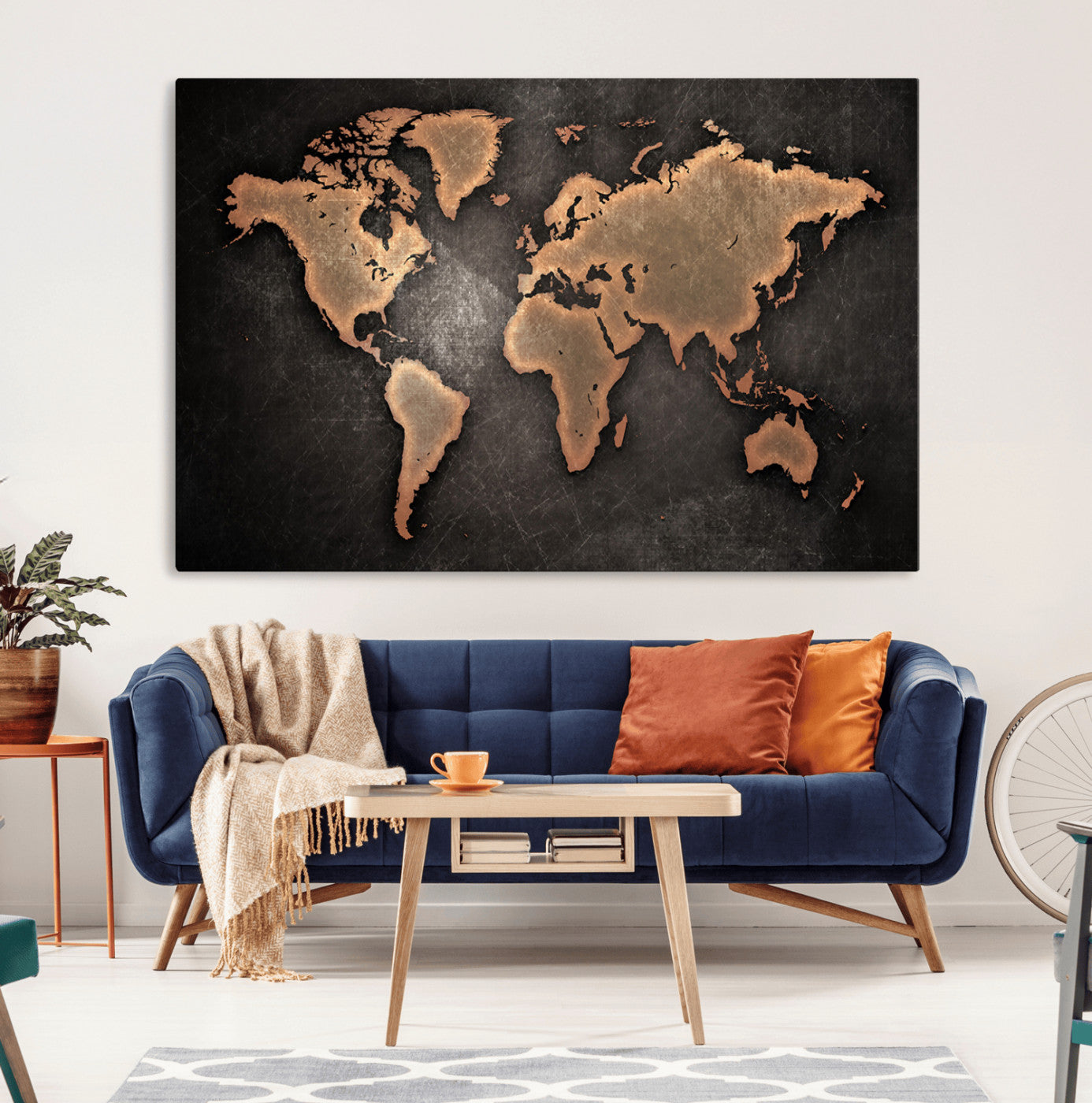 33739-MGV-CV-36X24-Push Pin World Map Canvas Print – Framed Travel Map Wall Art for Couples, Anniversary Gift, Modern Home or Office Decor