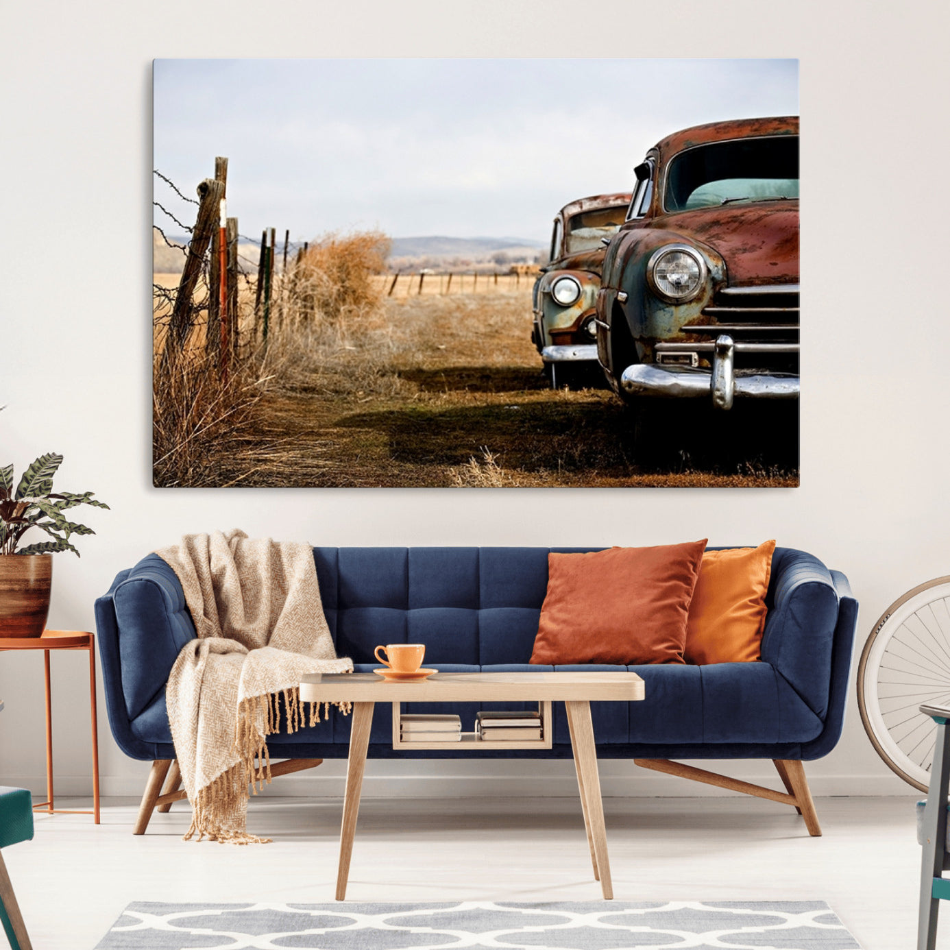 33308-MGV-CV-36X24-Old Rustic Classic Car Wall Art Canvas Print