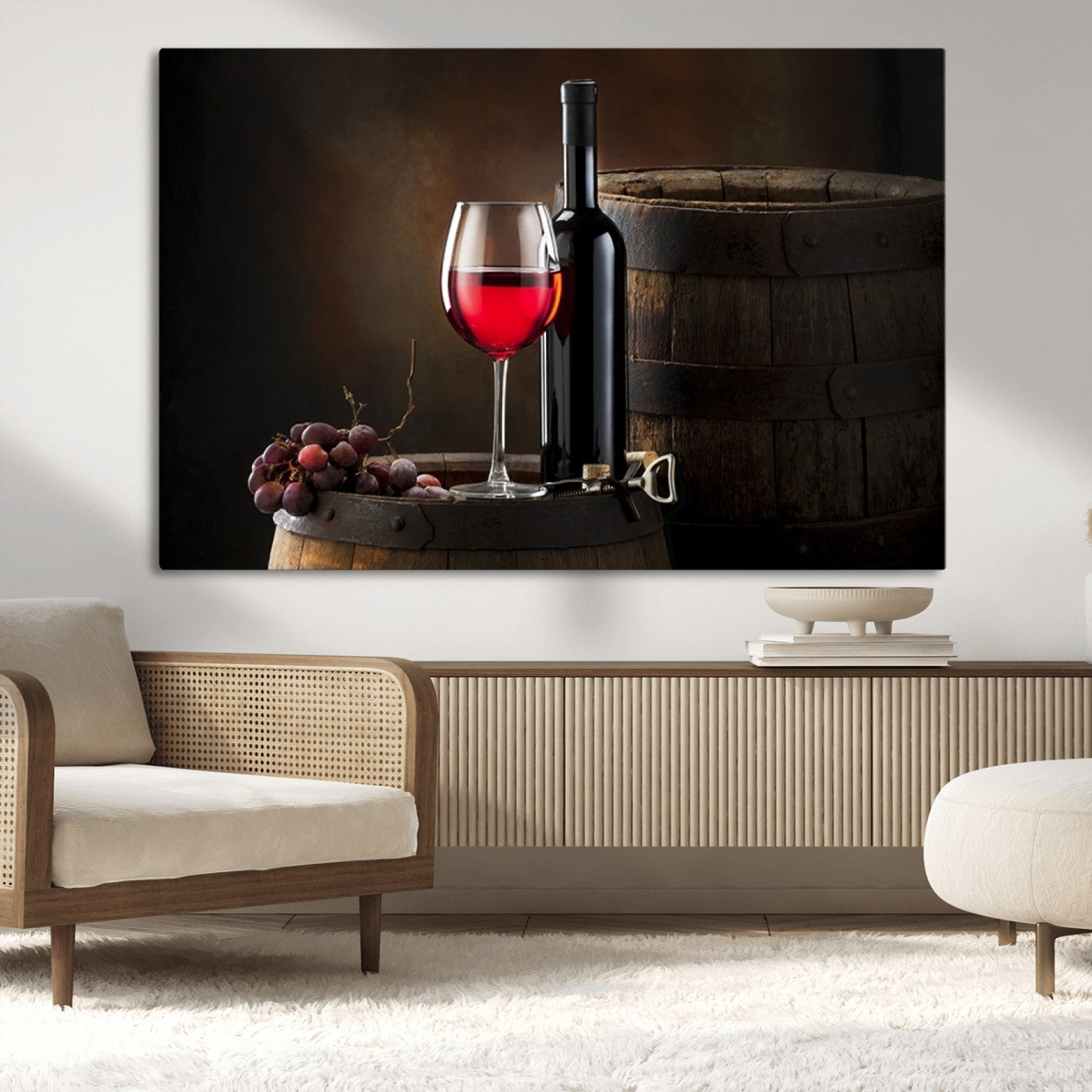 -Red Wine and Bottle Canvas Print