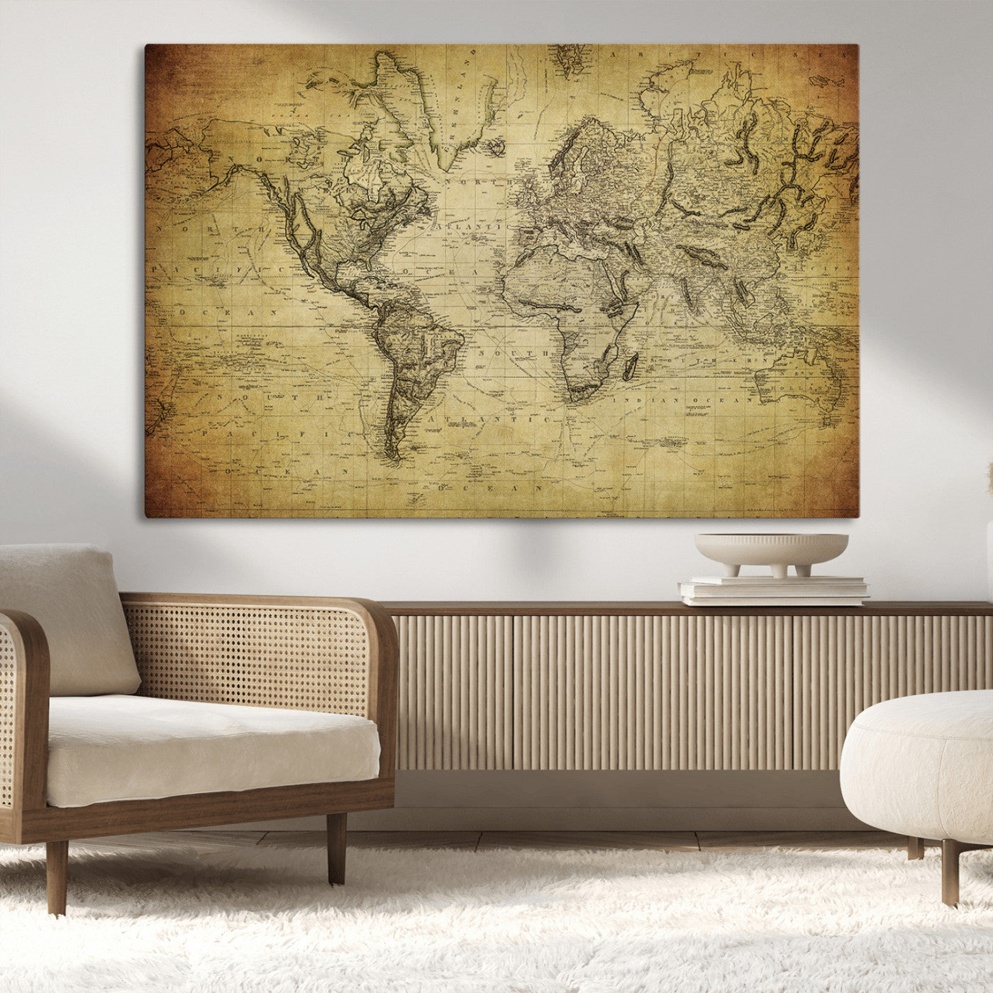 -Push Pin World Map Canvas Print – Travel Tracker Wall Art for Couples, Perfect Anniversary Gift for Home or Office Decor