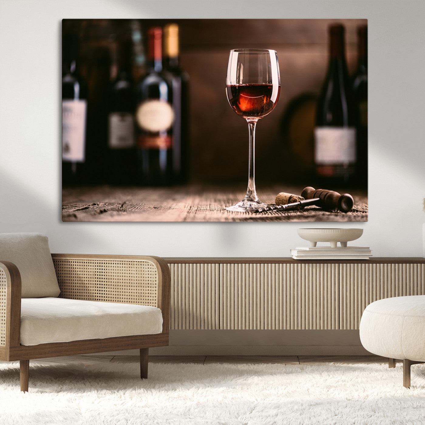 -Red Wine and Bottle Canvas Print