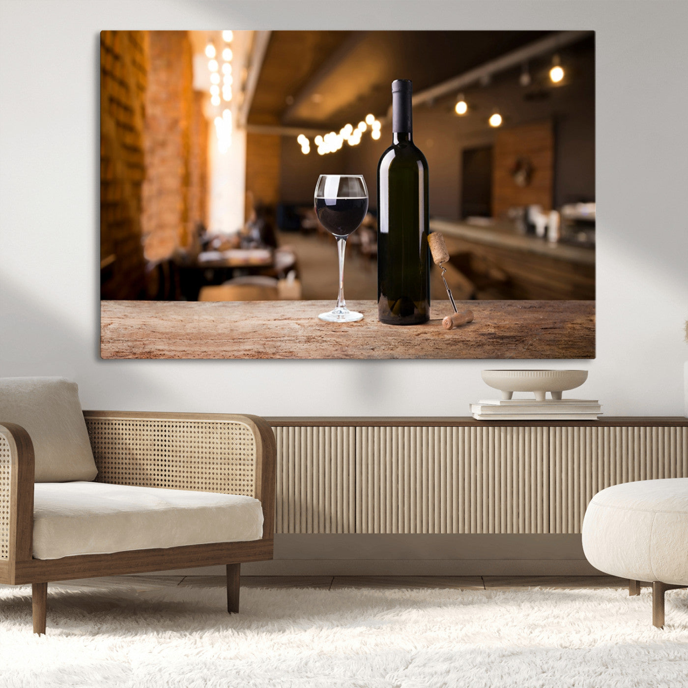 -Wine and Bottle Wall Art Canvas Print