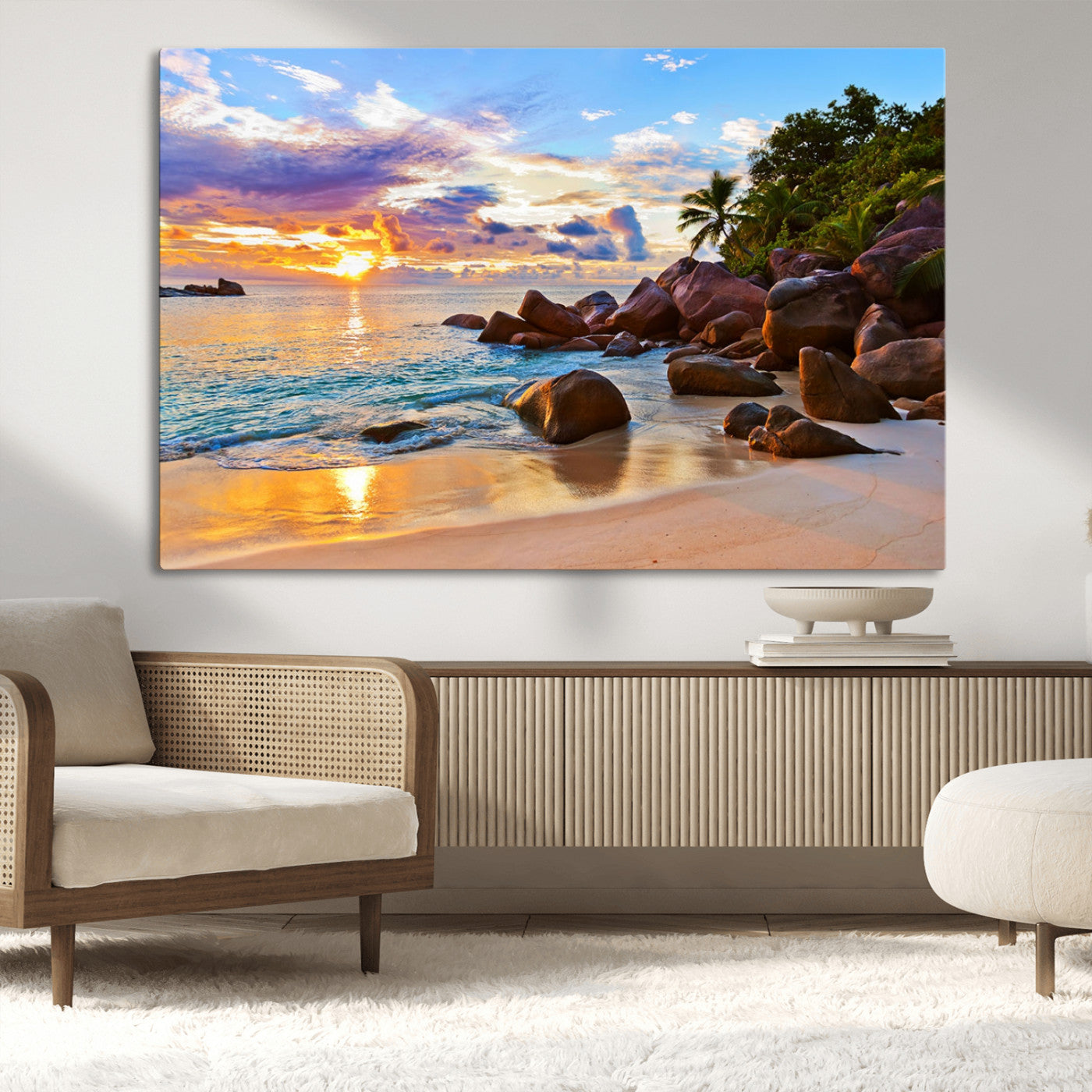-Tropical Island Beach Sunset Canvas Print