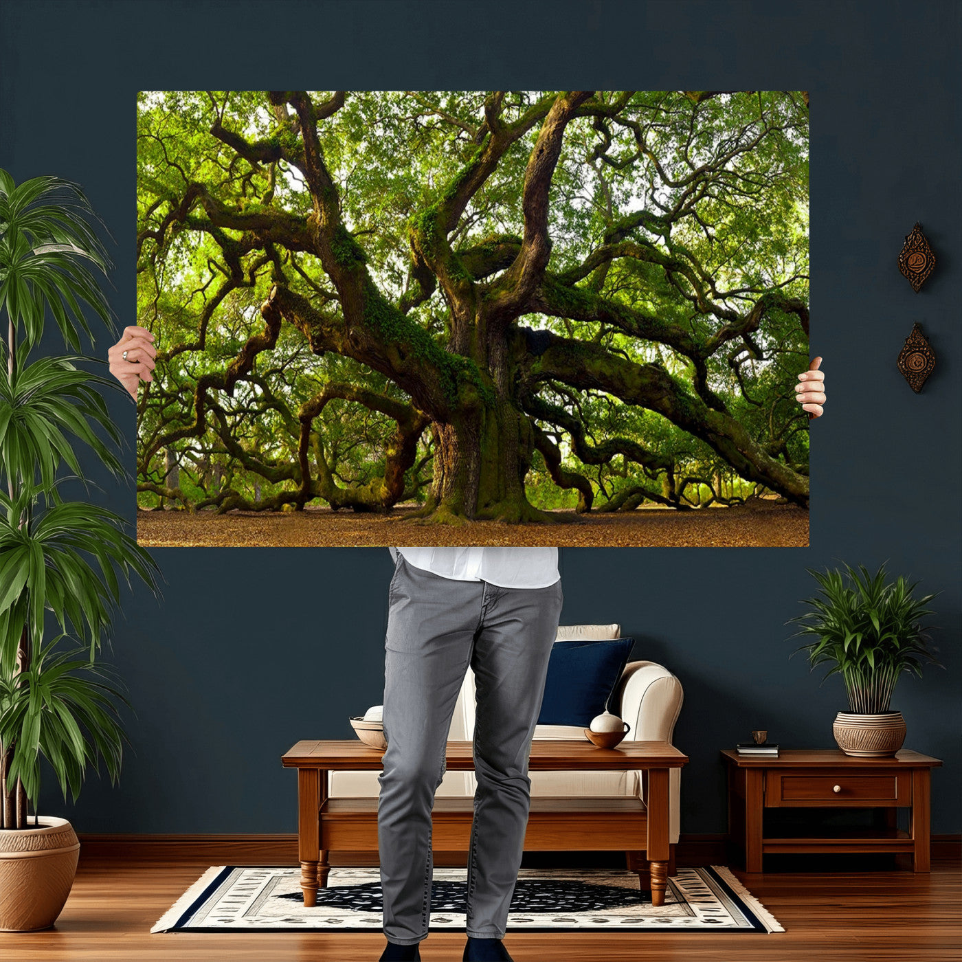 29407-MGV-CV-36X24 - Angel Oak Tree Wall Art Canvas Print | Large Forest Tree Nature Photography Print on Canvas