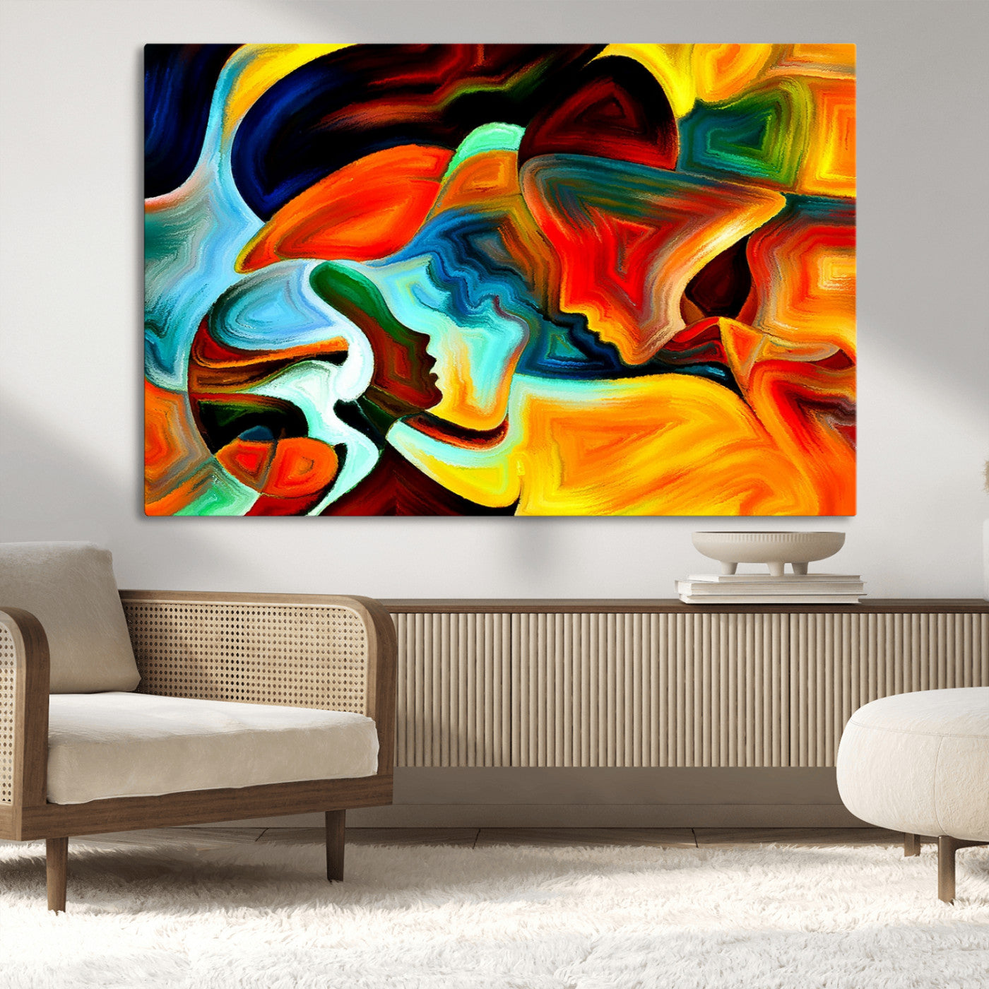 70242-MGV-CV-36X24-Human Love Figures Abstract Wall Art Canvas Print