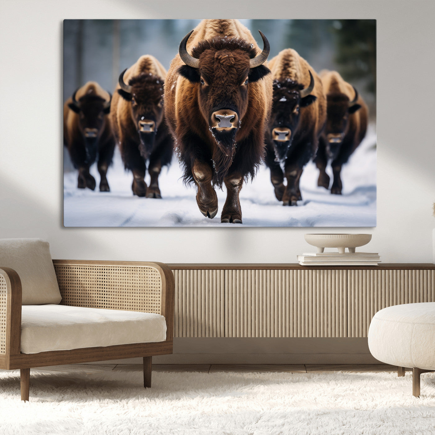 89854-MGV-CV-36X24-Buffalo Wall Art Canvas Print, American Bison Herd Wall Art Canvas Print - Bison Canvas Print