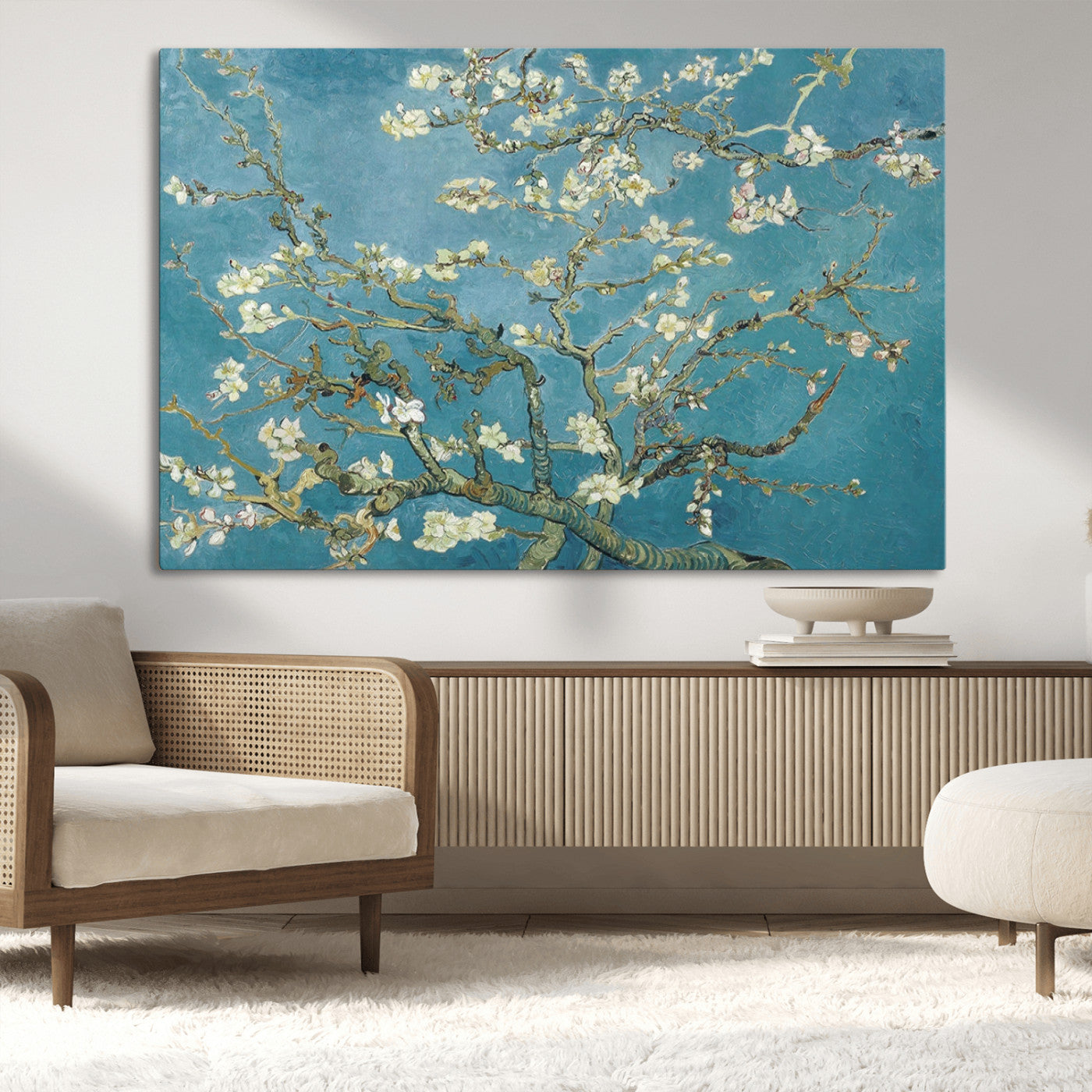 65607-MGV-CV-36X24-Vincent Van Gogh's Almond Blossom Abstract Wall Art Canvas, Van Gogh Almond Blossom Canvas Print