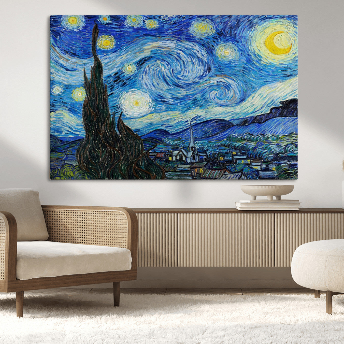 39177-MGV-CV-36X24-Vincent Van Gogh The Starry Night Abstract Wall Art Canvas Print