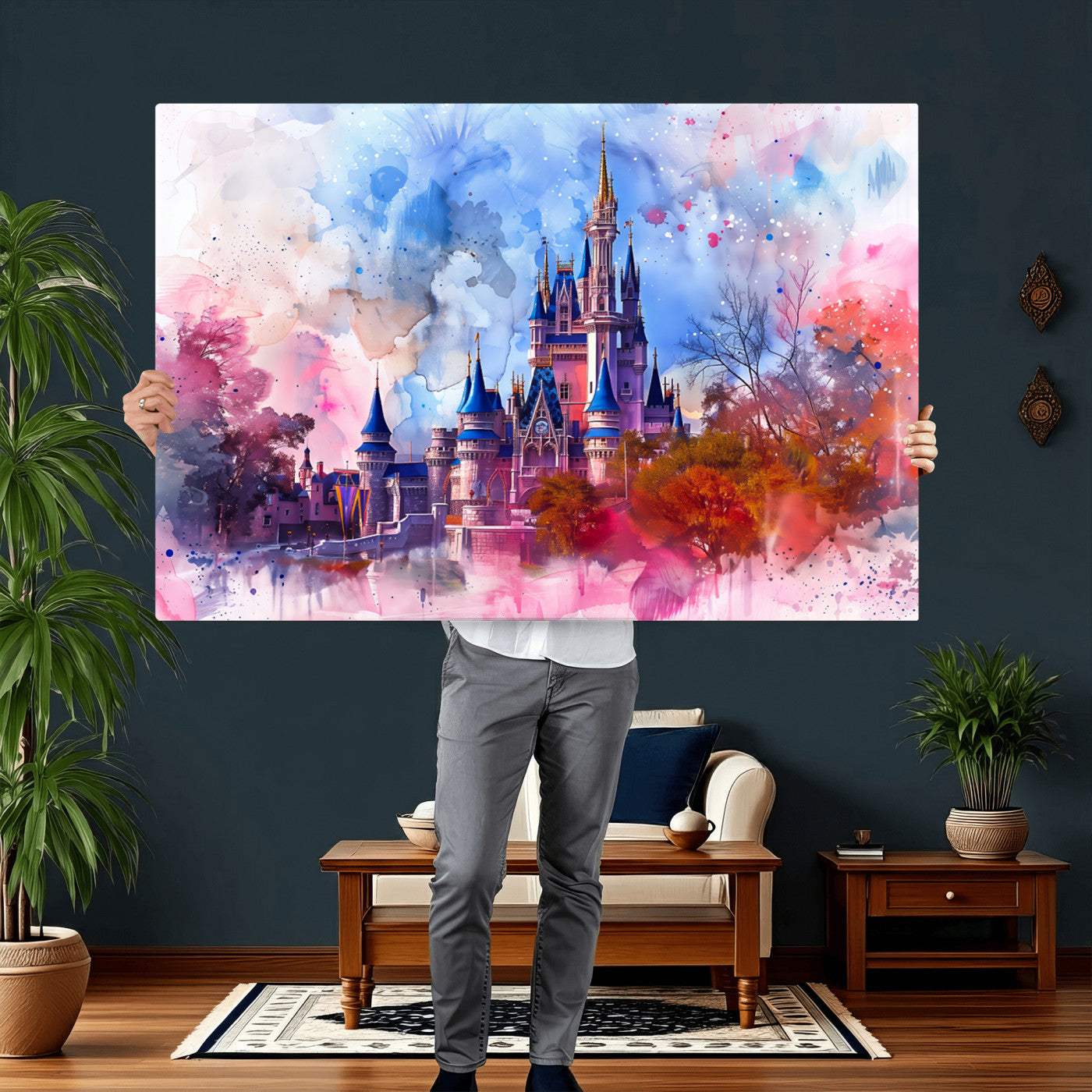 58662-MGV-CV-36X24 - Disney Wall Art: Dreamy Watercolor Cinderella Castle Canvas Print