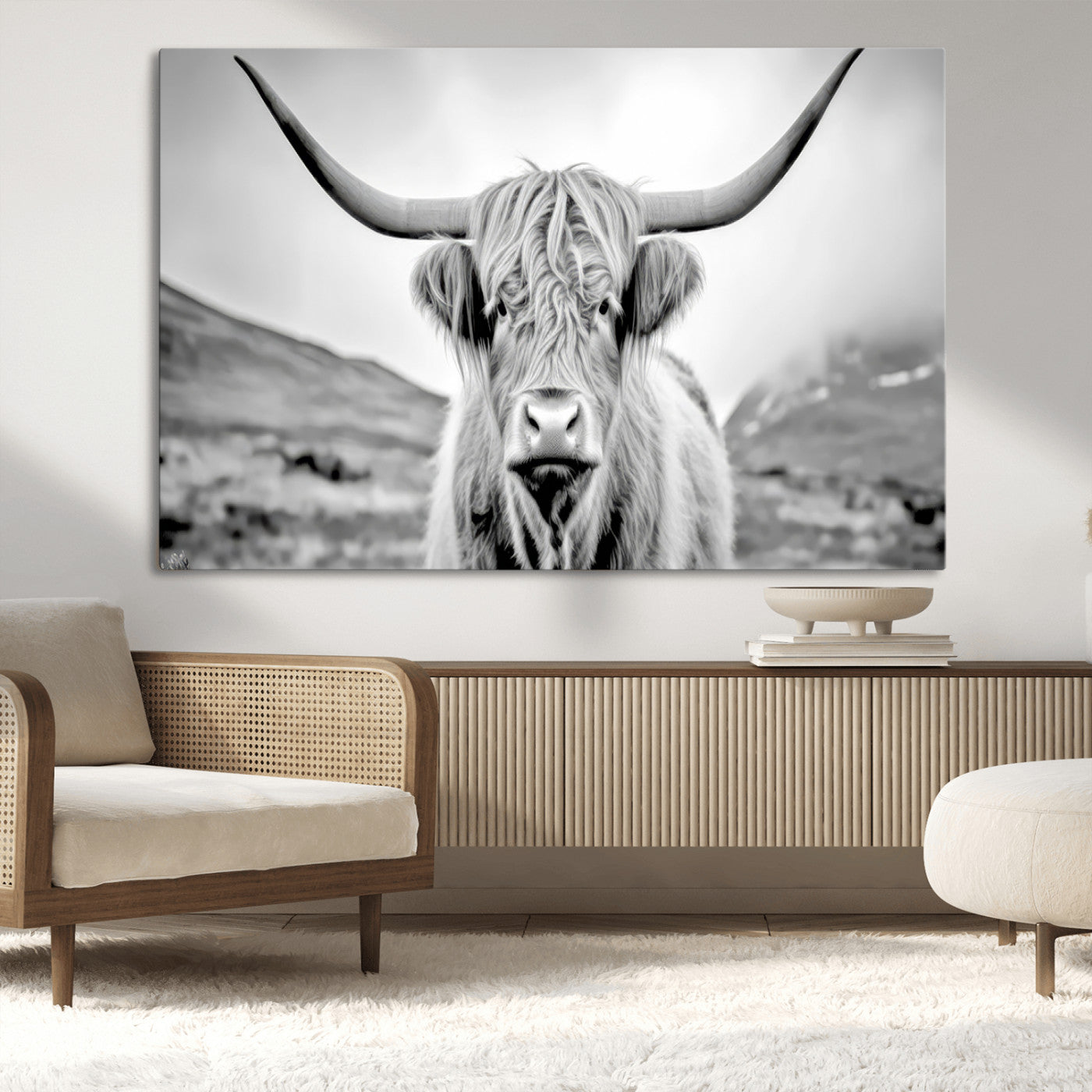 80564-MGV-CV-36X24-Scottish Cow Wall Art Canvas Print