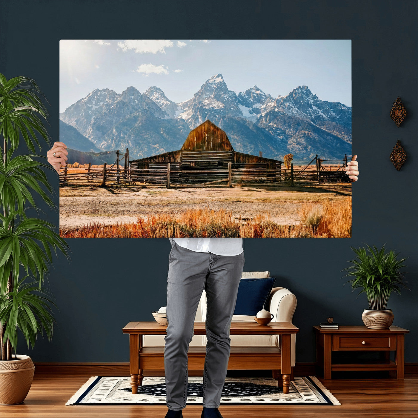 26513-MGV-CV-36X24 - Vintage Old Barn Field Wall Art Canvas Print for Farmhouse Decor - Rustic Barn Wall Art Canvas Print