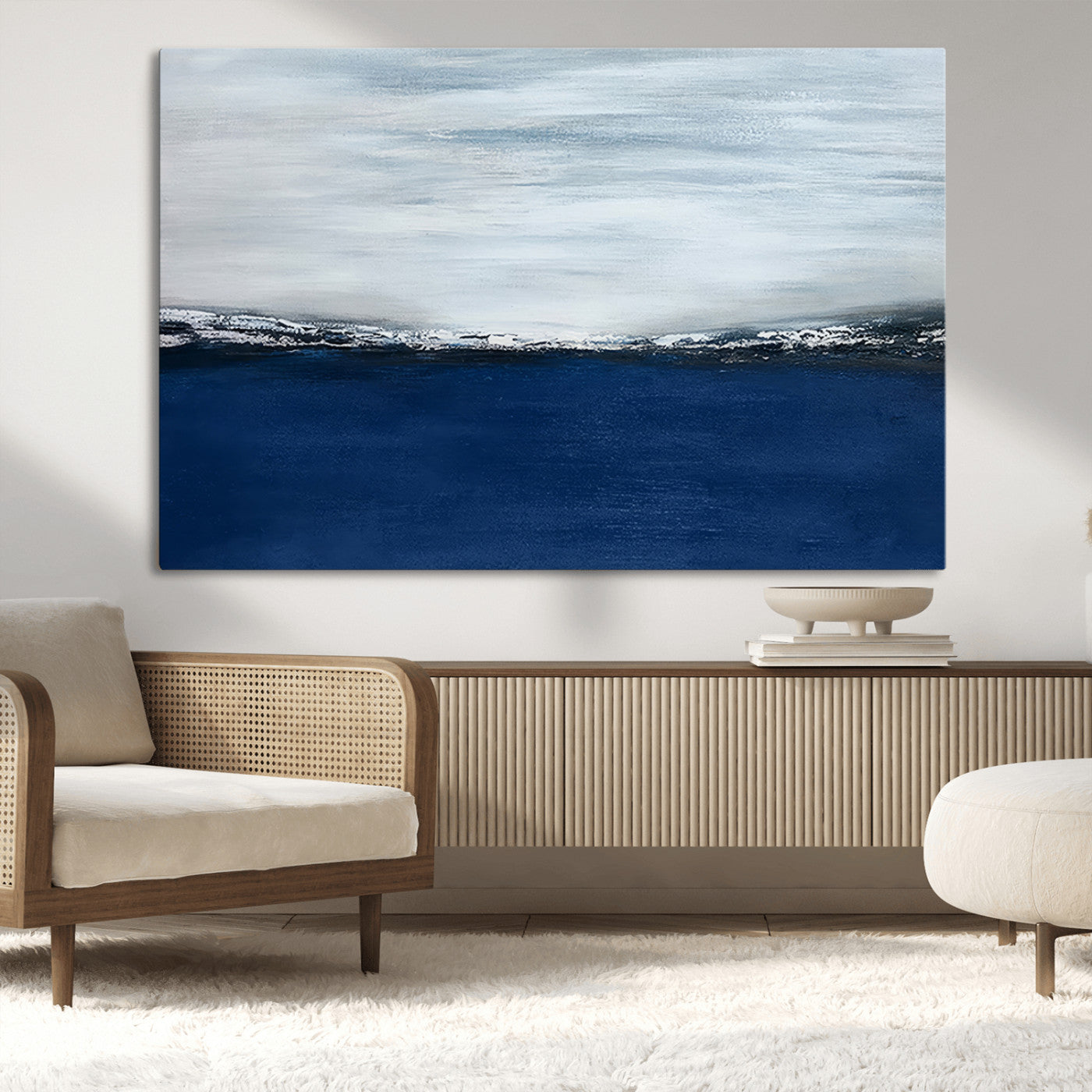 62197-MGV-CV-36X24-Navy Blue Abstract Wall Art Canvas Print
