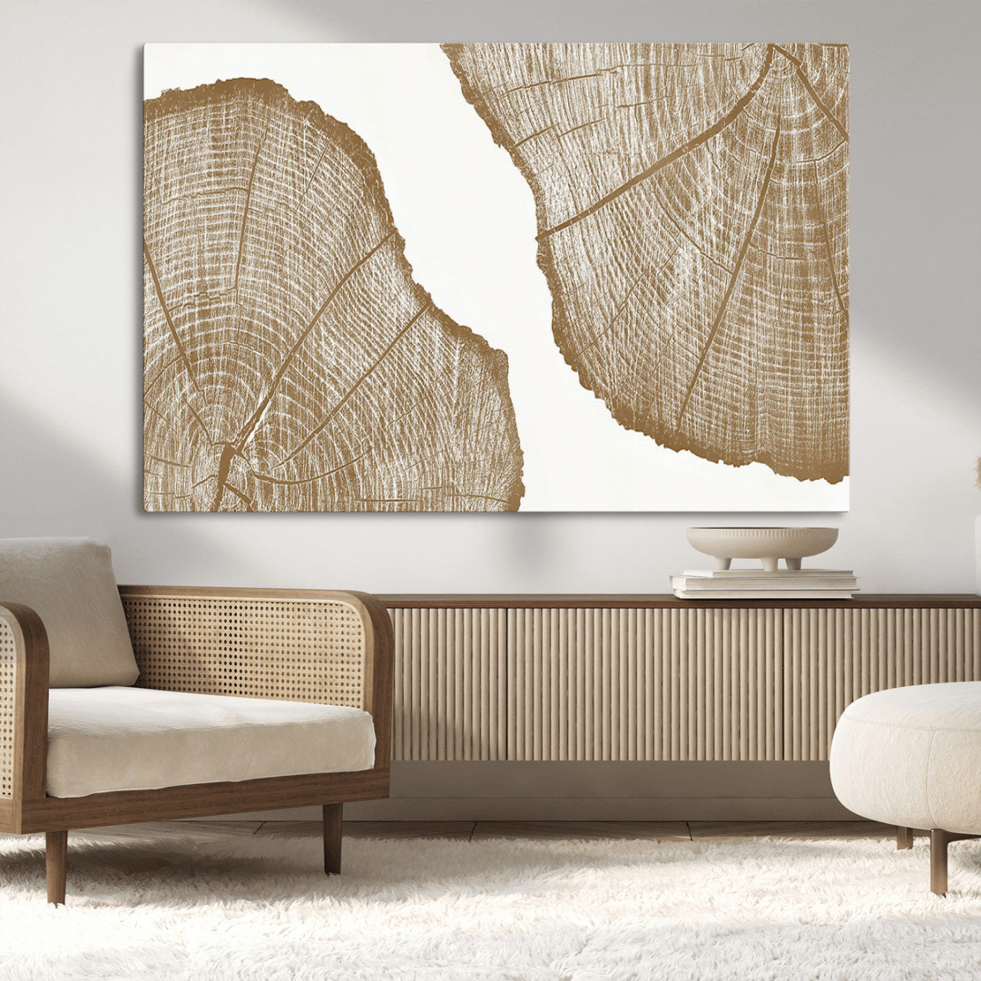 99692-MGV-CV-36X24-Rustic Brown Tree Ring Wall Art Canvas Print – Framed and Ready to Hang – Elegant Nature-Inspired