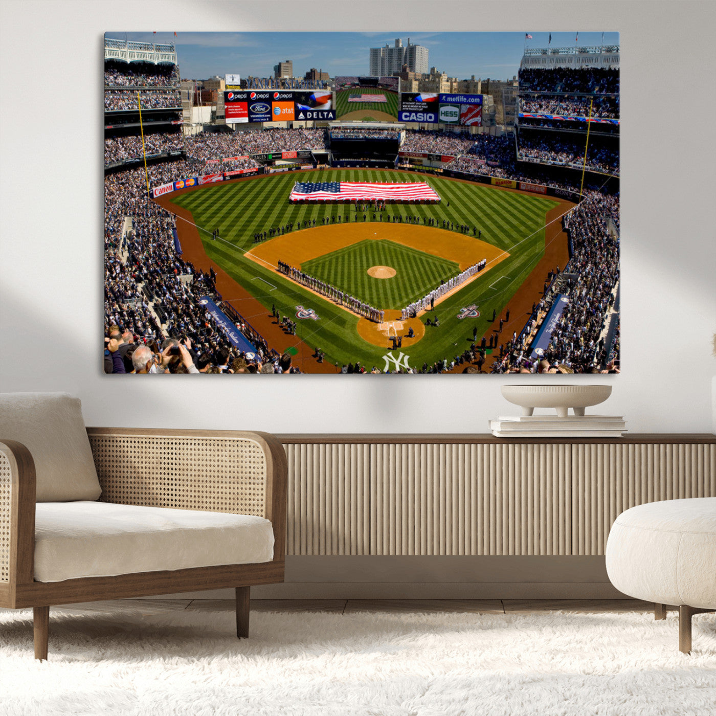20879-MGV-CV-36X24-Yankee Stadium New York Wall Art Print | 3-Panel Canvas Print of Yankees Baseball Stadium | Large