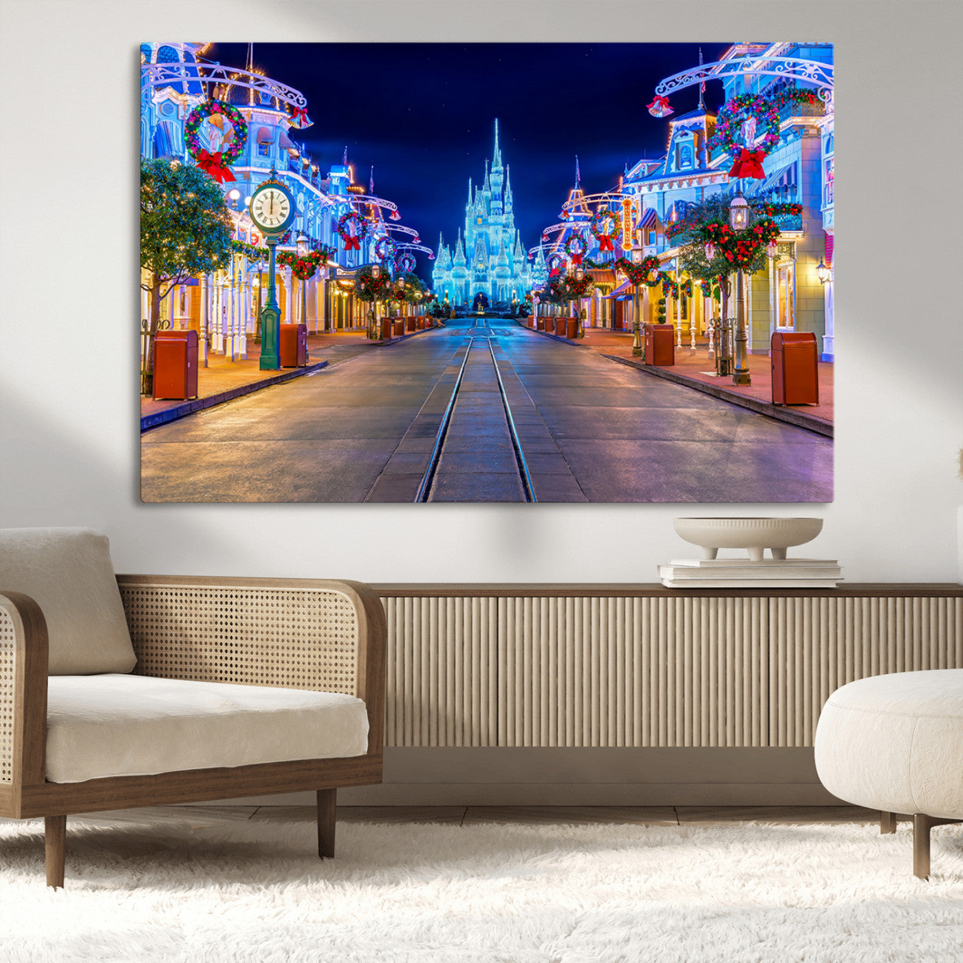 12470-MGV-CV-36X24 - Disney Wall Art | Castle Large Wall Art Disney Magic Kingdom Print for Kids Room Decoration | Disney