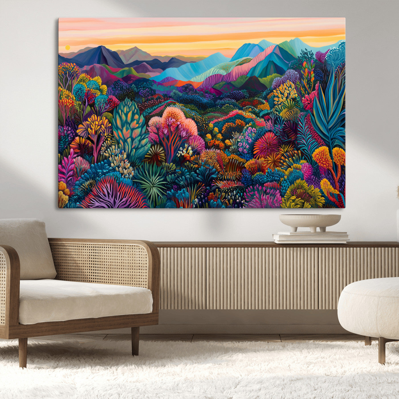 63728-MGV-CV-36X24-Colorful Abstract Landscape Wall Art Print Canvas - Vibrant Modern Decor for Living Room, Office, or