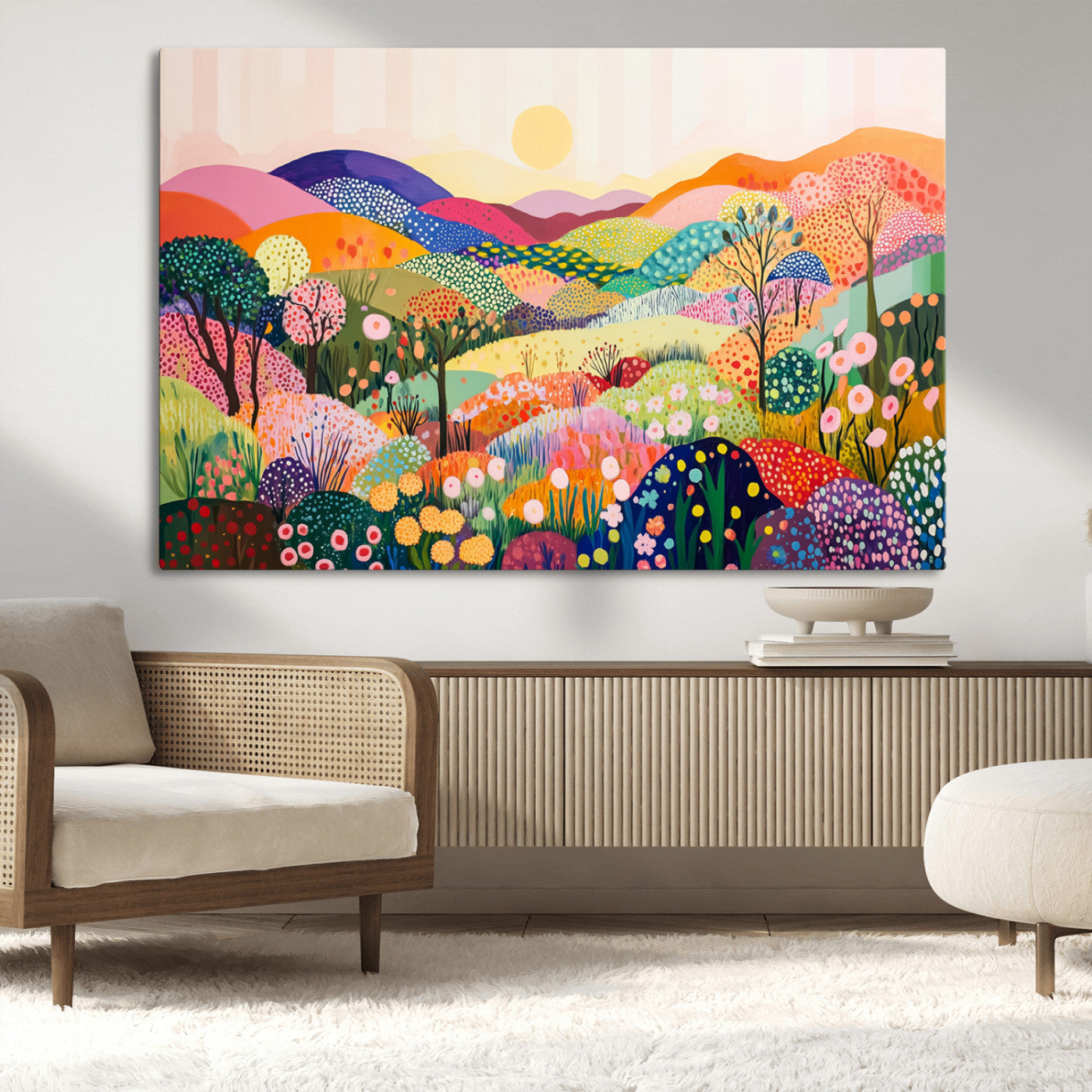 63198-MGV-CV-36X24-Yayoi Kusama 1986 Wall Art Print – Yayoi Kusama Wabi Sabi Japanese Wall Art Print - Vibrant Abstract