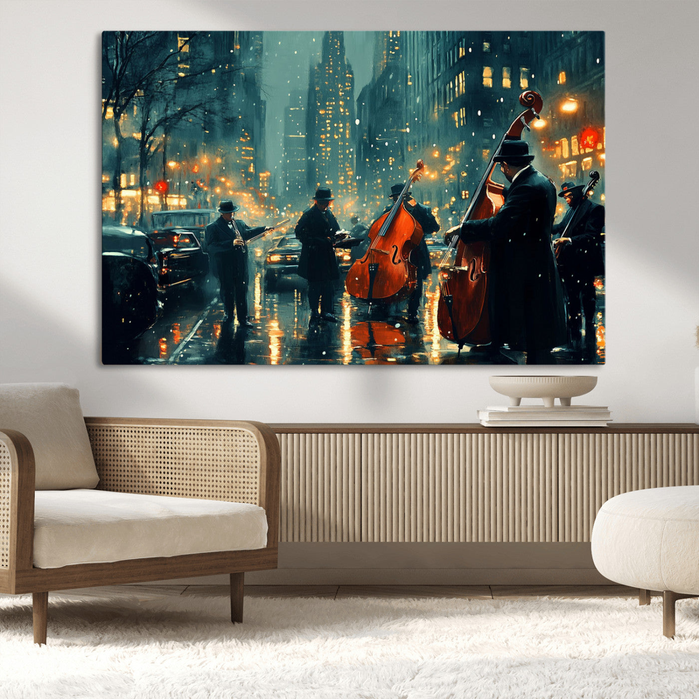 -African American Jazz Art Print - Framed Abstract Music Canvas - Colorful Instrument Poster for