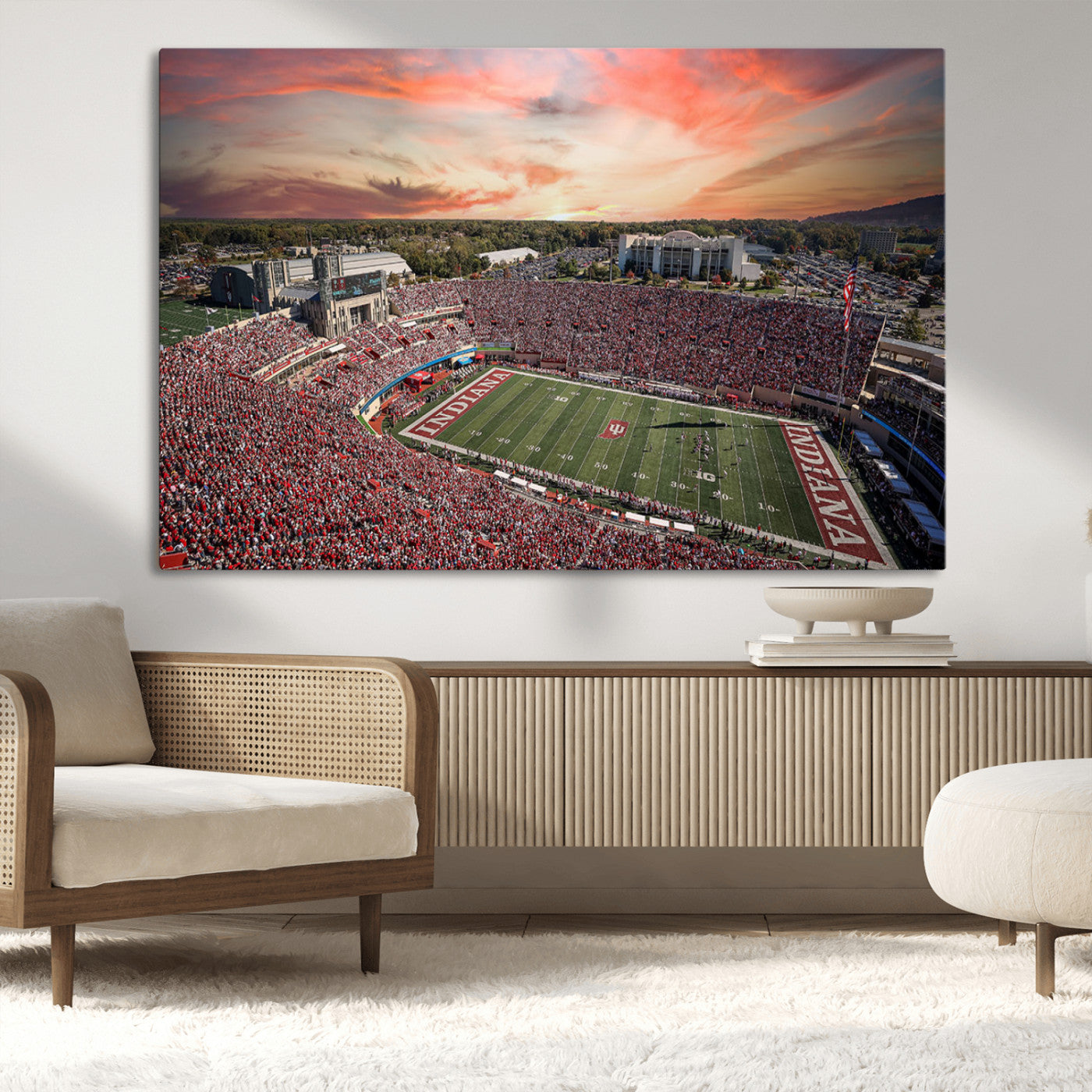 51135-MGV-CV-36X24-Indiana Memorial Stadium Wall Art Canvas Print, Framed Studium Canvas Art, Indiana Memorial Stadium