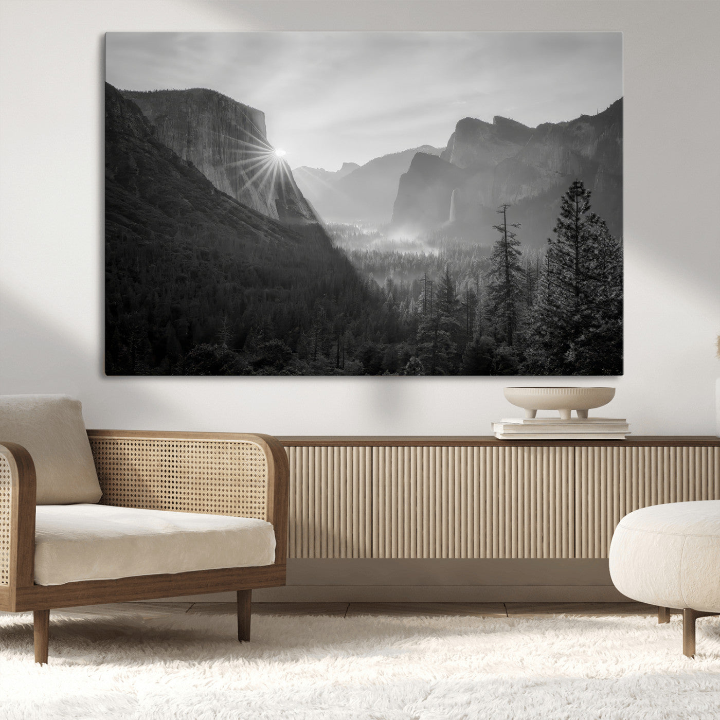 39278955-MGV-CV-36X24-Yosemite Valley Wall Art Canvas Print – Framed El Capitan Sunrise Misty Mountain Modern Rustic Artwork for Home Office