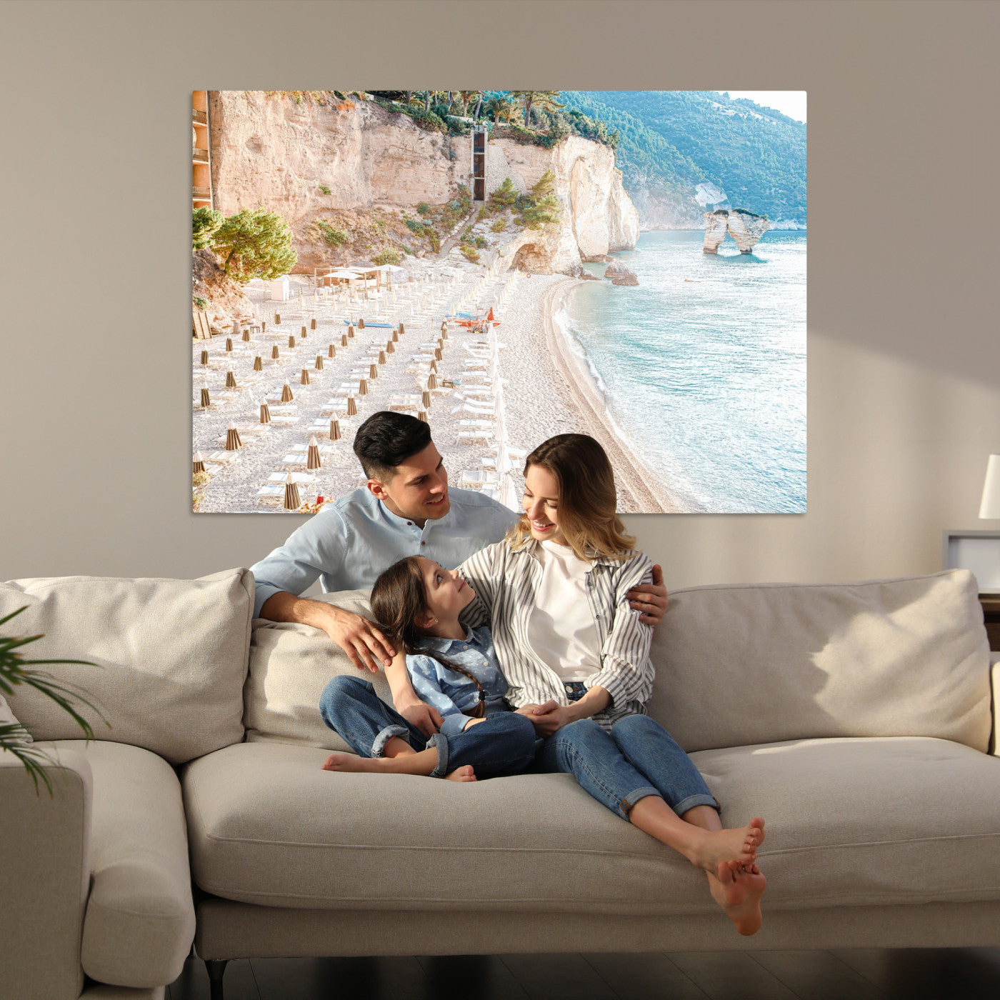 -Beach Wall Art Canvas Print, Framed Coastal Art Picture Print, Summer Shore Perfect Coastal Decor