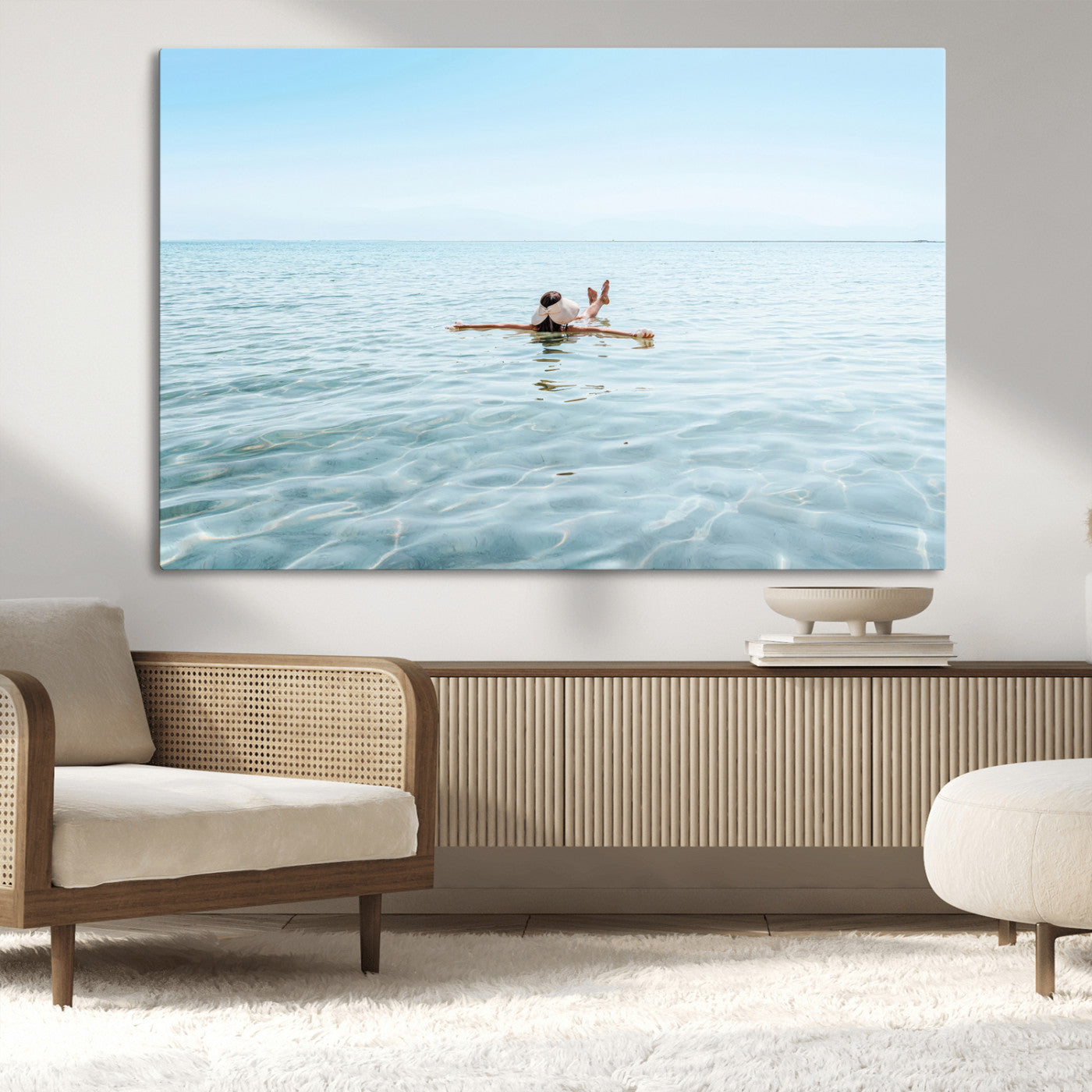 -Swimming Relaxation Wall Art Canvas Print – Framed Peaceful Water Art Picture Clear Sea Artwork for Home, Office