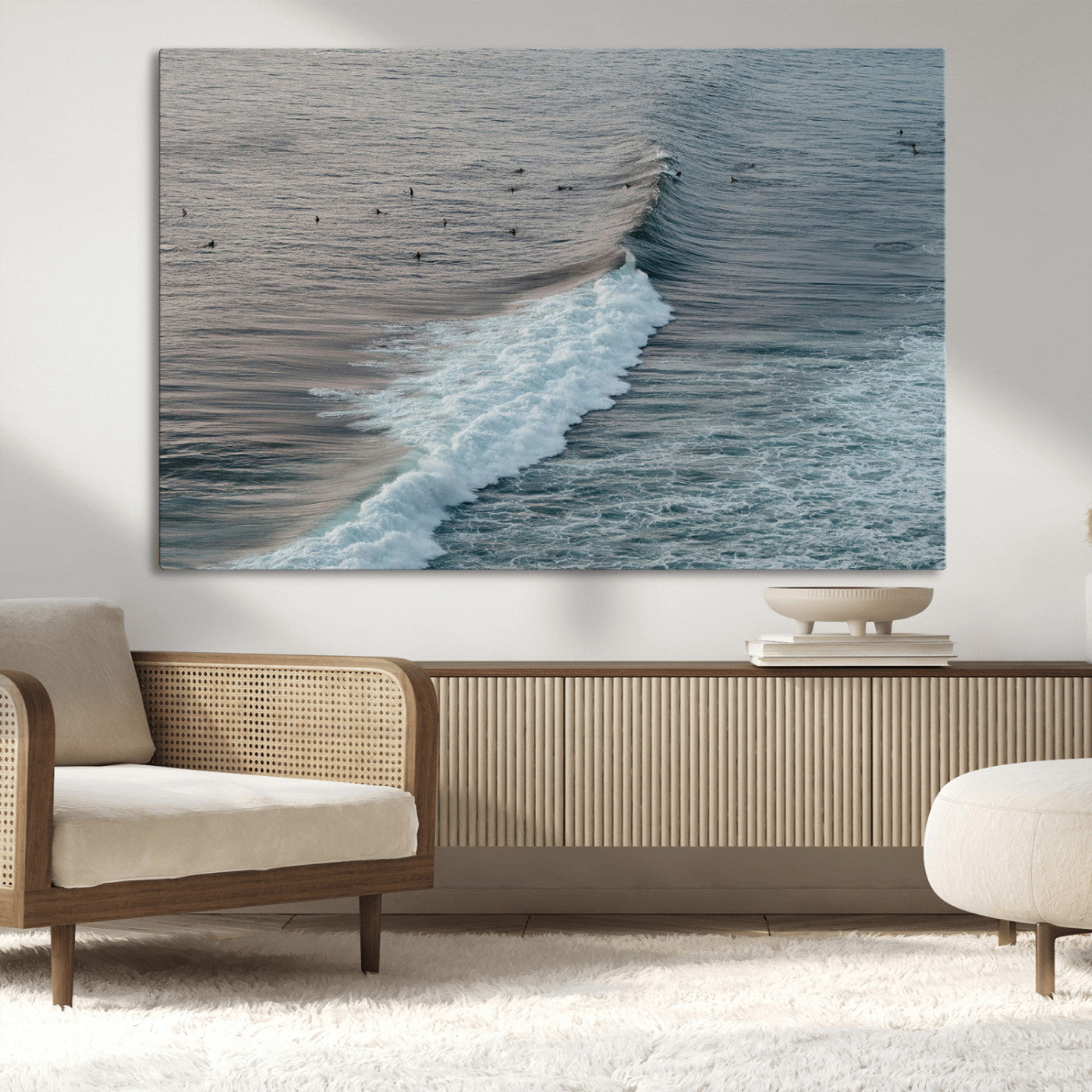 23077324-MGV-CV-36X24-Ocean Waves Wall Art Canvas Print – Framed Coastal Serenity Surf Nature Scene Artwork for Home Office