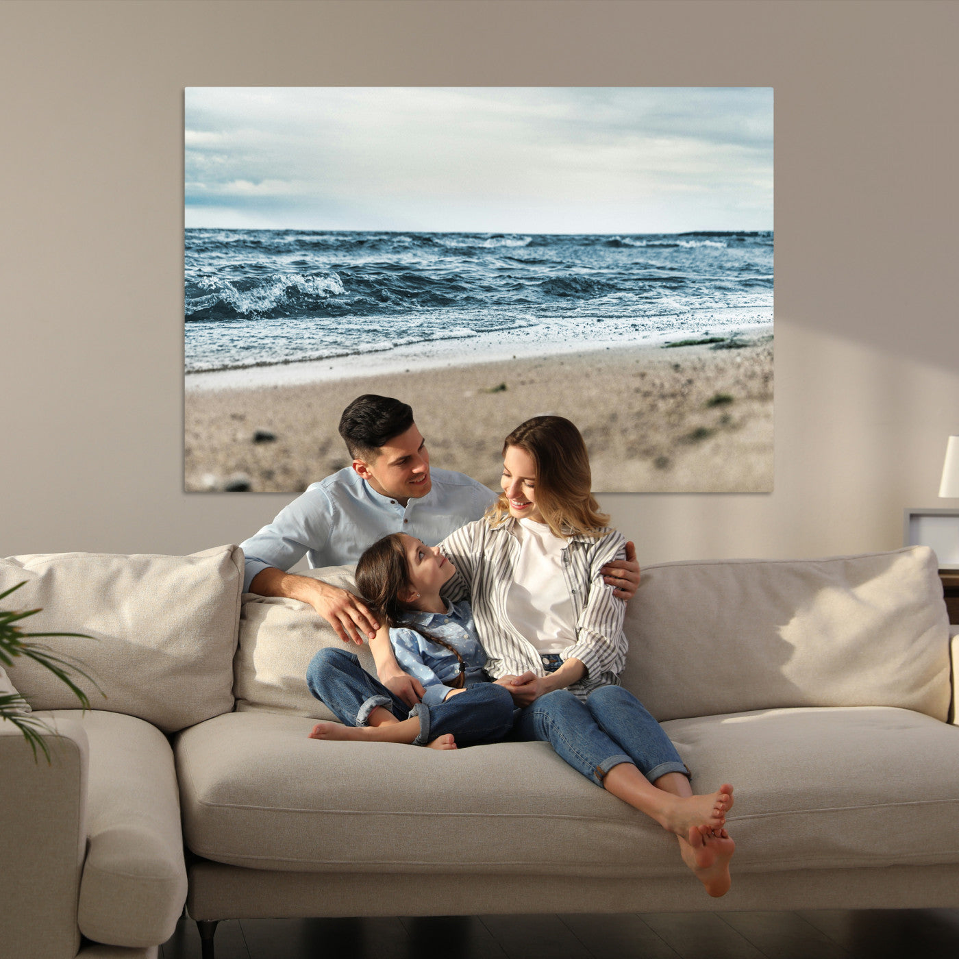 81812590-MGV-CV-36X24-Ocean Wall Art Canvas Print – Moody Coastal Seascape Scene Framed Beach Waves Nature Artwork for Home Office