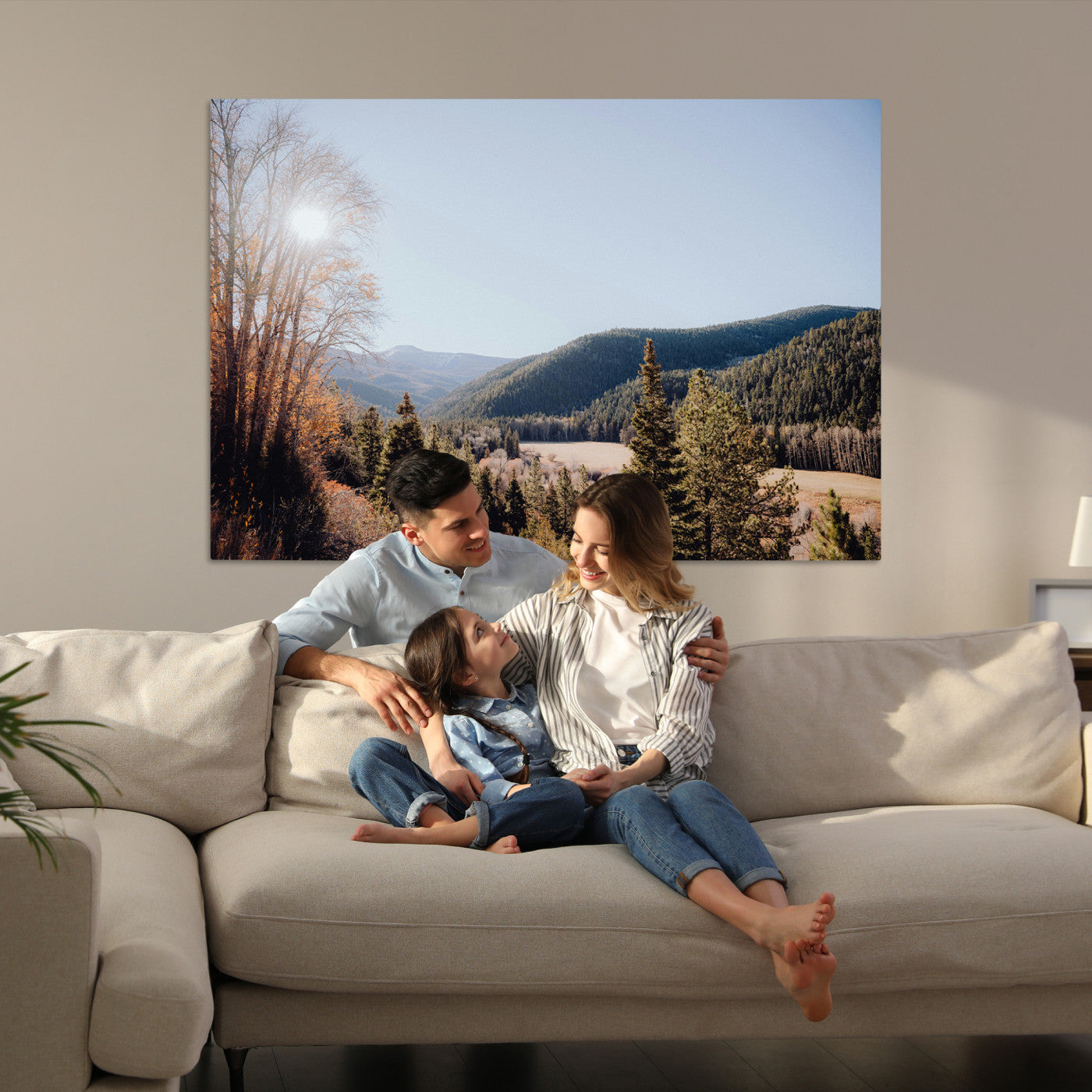 52941305-MGV-CV-36X24-Rustic Landscape Wall Art Canvas Print – Serene Valley Scene Pine Tree Horizon Nature Artwork for Home Office