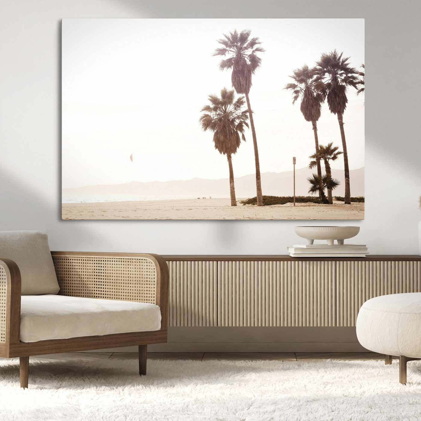 -Coastal Light Wall Art Canvas Print – Relaxing Shoreline Minimalist Ocean Tropical Serenity Artwork for Home, Office