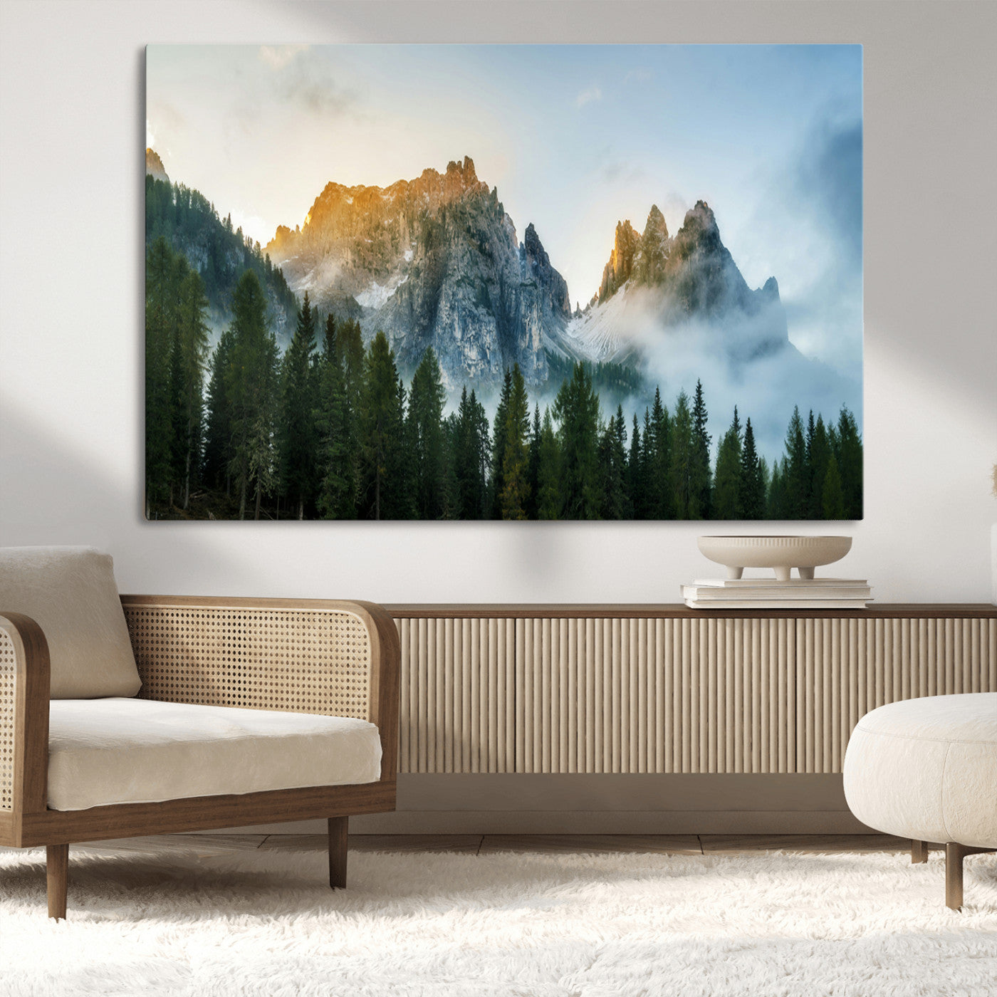 21145440-MGV-CV-36X24-Wilderness Wall Art Canvas Print – Misty Forest Nature Landscape Photography Rustic Scenic Artwork for Home, Office
