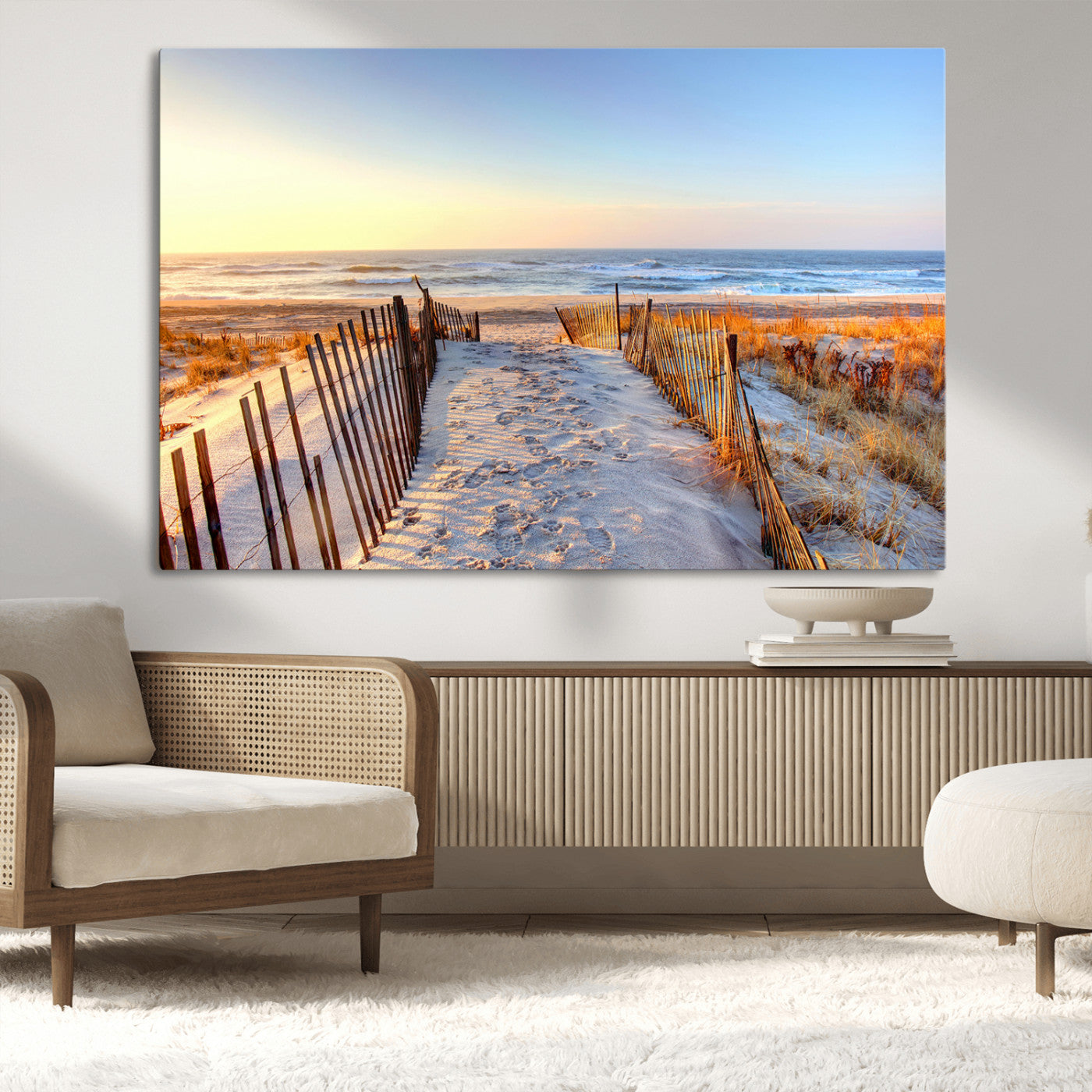 73351887-MGV-CV-36X24-Ocean Sunset Wall Art Canvas Print – Nautical Beach Photography Summer Coastal Serenity Artwork for Home, Office