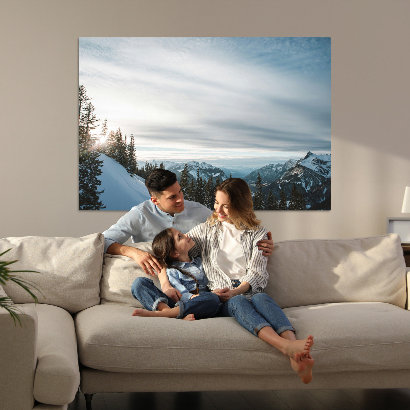 55564749-MGV-CV-36X24-Snowy Mountain Wall Art Canvas Print – Frosty Peaks Alpine Landscape Winter Sky Nature Photography Artwork for Home Office