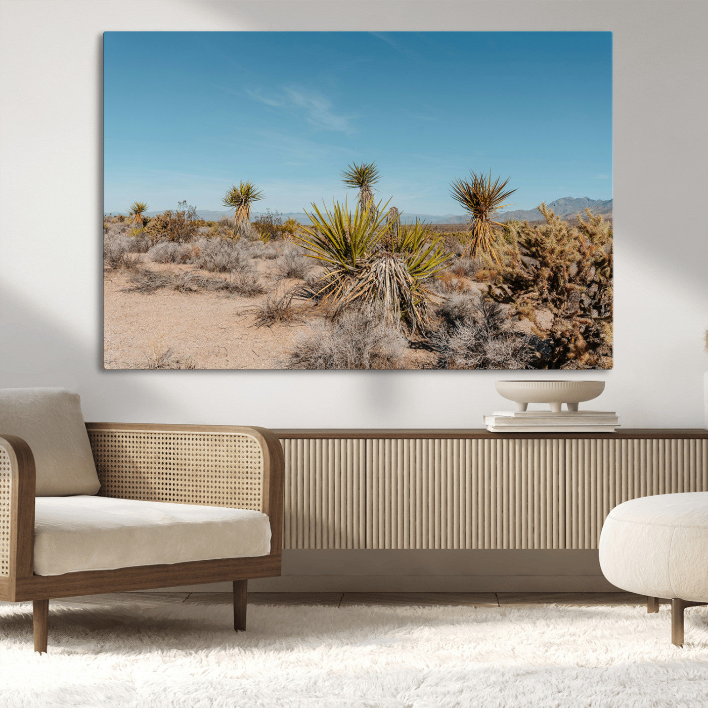 35156165-MGV-CV-36X24-Joshua Tree Wall Art Canvas Print – Framed Desert Landscape Warm Earth Tones Southwestern Minimalist Artwork for Home, Office