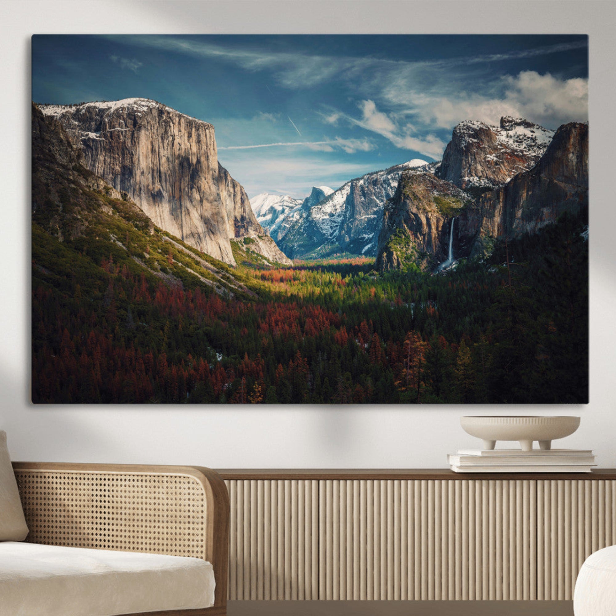 15244033-MGV-CV-36X24-Yosemite National Park Wall Art Canvas Print – Framed Mountain Landscape El Capitan Rustic Nature Artwork for Home, Office