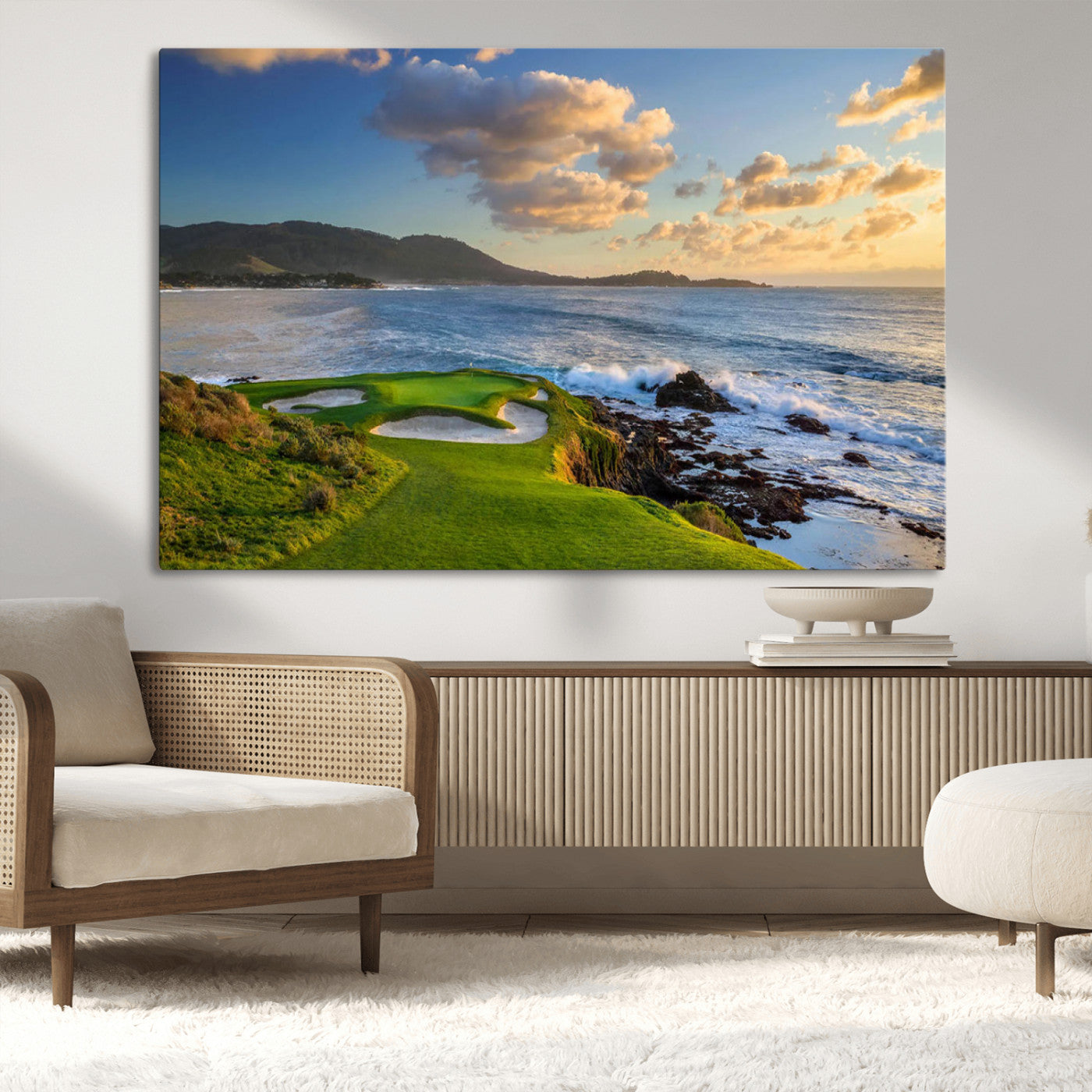50107048-MGV-CV-36X24-Pebble Beach Golf Links Wall Art Canvas Print – Iconic Coastal Golf Course Artwork for Home, Office, Living Room