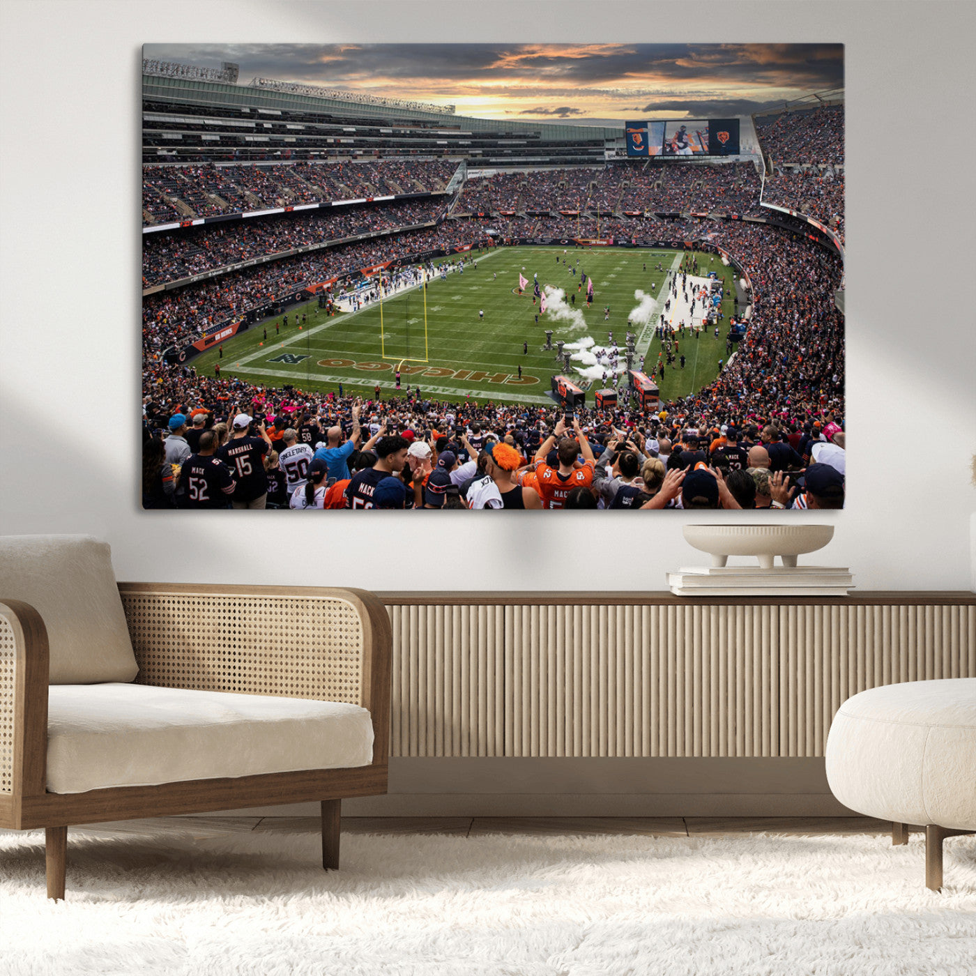 87578930-MGV-CV-36X24-Chicago Bears Soldiers Field Wall Art Canvas Print – Framed Football Stadium Artwork for Home, Office, Living Room