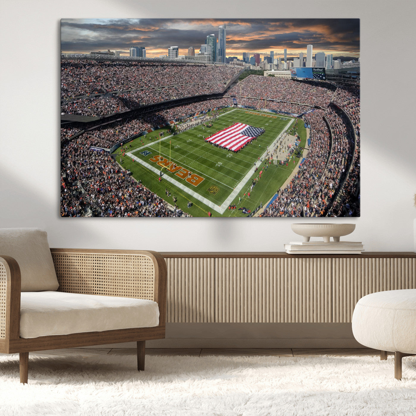 -Chicago Bears Soldiers Field Wall Art Canvas Print – Framed Football Stadium Artwork for Home, Office, Living Room