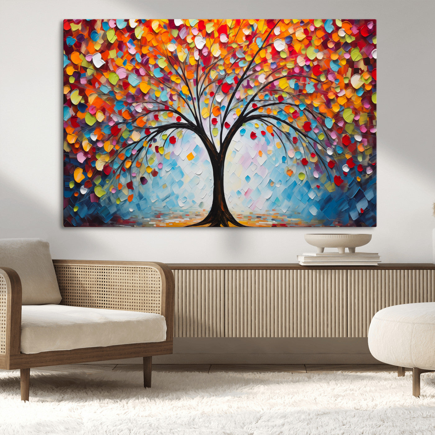 HS2447-MGV-CV-36X24-Vibrant Tree of Life Canvas Wall Art – Colorful Abstract Nature in Modern Decor - Ready to Hang