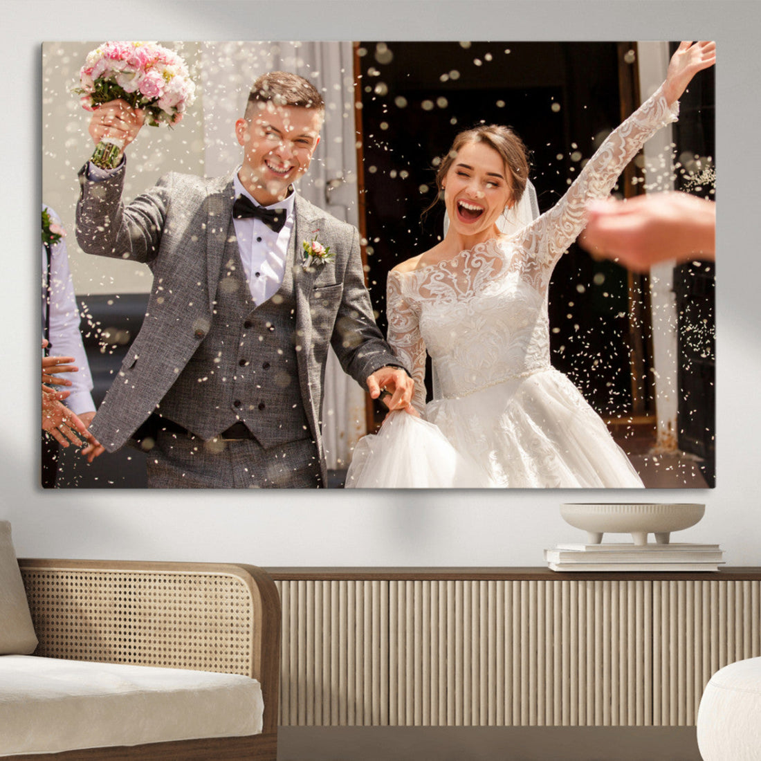 Photo Grid with Number Canvas Print – Personalized Birthday or Anniversary Photo Collage