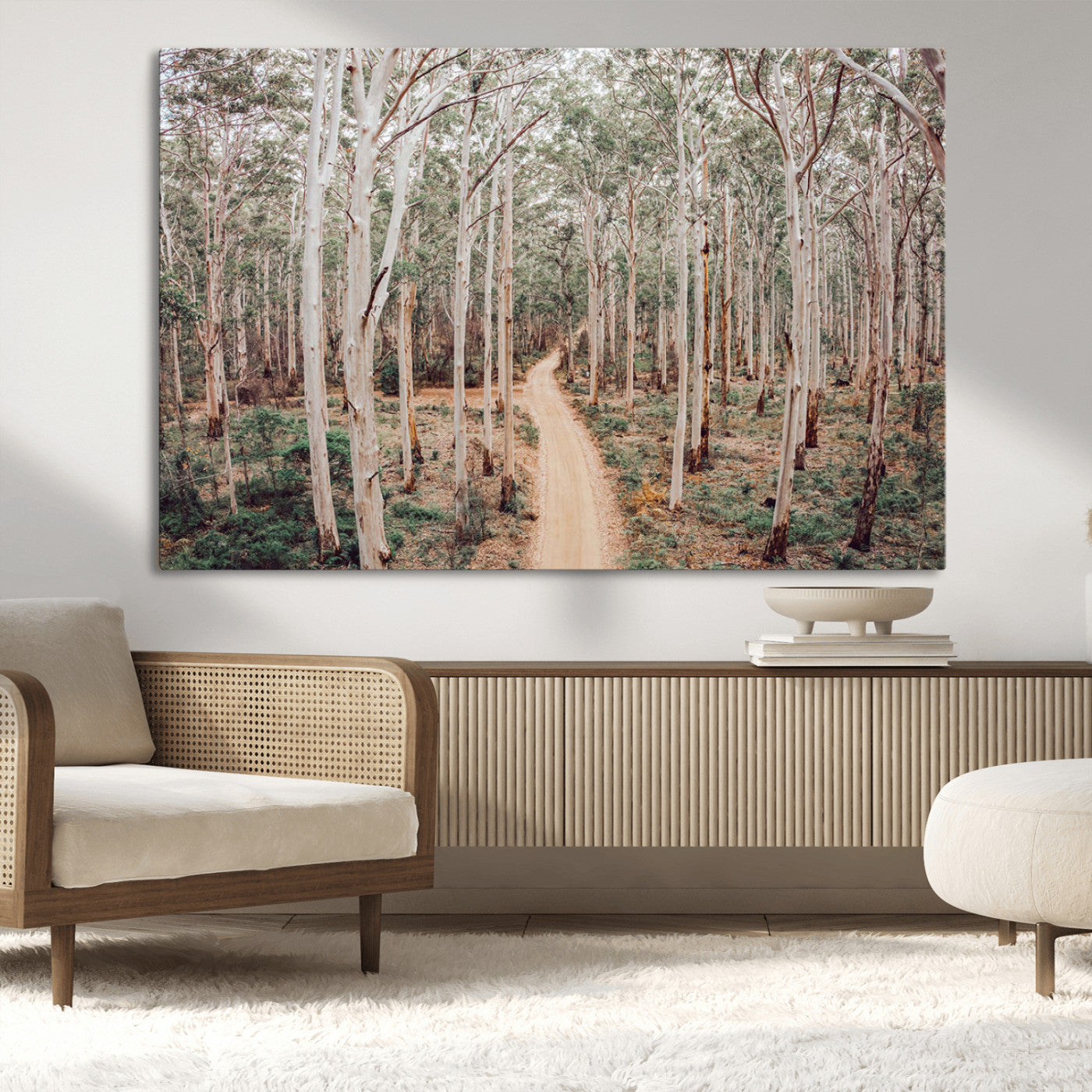 24760563-MGV-CV-36X24-Forest Dirt Road Canvas Wall Art Print, Scenic Woodland Pathway, Tall Trees Nature Canvas for Living Room or Office 1 Panel Wrapped Canvas