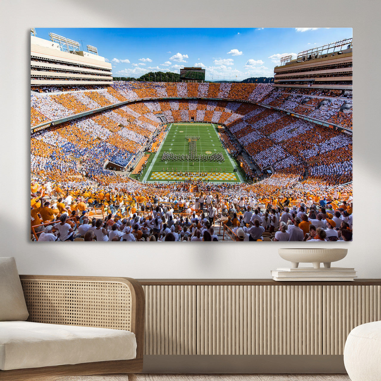 77097951-MGV-CV-36X24 - Tennessee Neyland Stadium Wall Art, Sports Arena Canvas Print, Panoramic Stadium Canvas Artwork for Home, Office