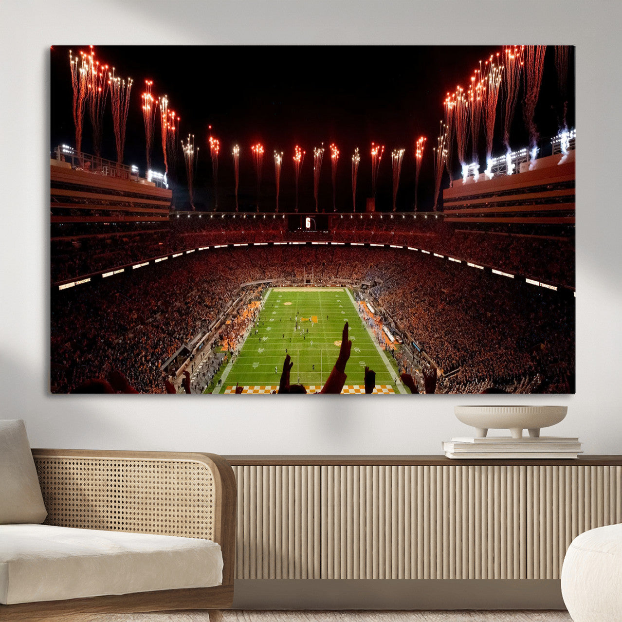 73358115-MGV-CV-36X24 - Tennessee Neyland Stadium Wall Art, Sports Arena Canvas Print, Panoramic Stadium Canvas Artwork for Home, Office