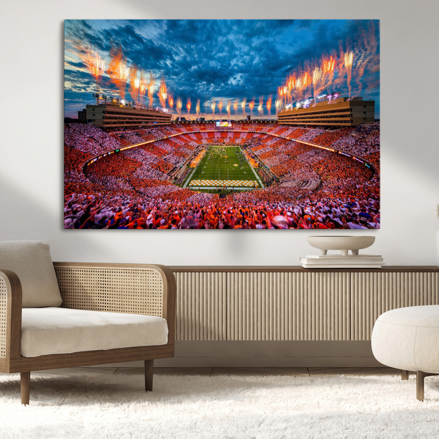 94266219-MGV-CV-36X24-Tennessee Neyland Stadium Wall Art, Sports Arena Canvas Print, Panoramic Stadium Artwork for Home, Office