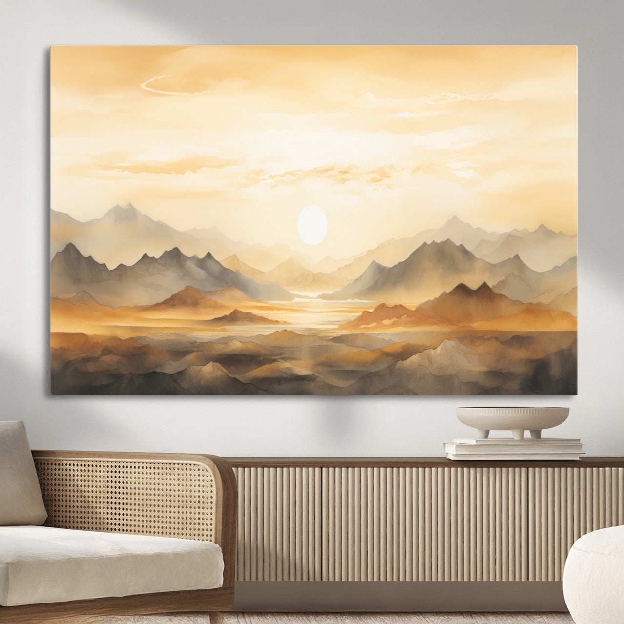 Nihat1-29-MGV-CV-36X24-Sepia Color Abstract Mountain Wall Art Canvas Print