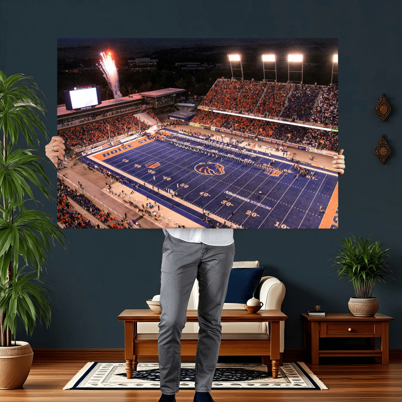 58849575-MGV-CV-36X24 - Boise State Stadium Large Wall Art Canvas Print for Living Room Office Wall Decor