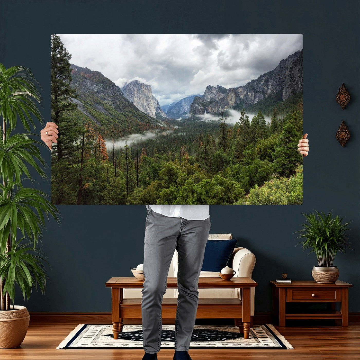 46168759-MGV-CV-36X24 - Yosemite Valley Wall Art Canvas Print, El Capitan Mountain Landscape Nature Wall Decor