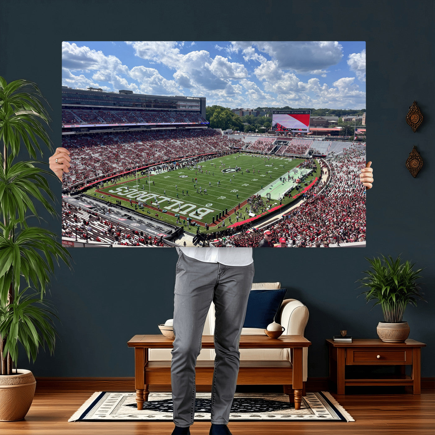 10665453-MGV-CV-36X24 - Georgia Bulldogs Stadium Wall Art Canvas Print, Sanford Stadium Football Field Panorama, College Football Game Day Wall Decor