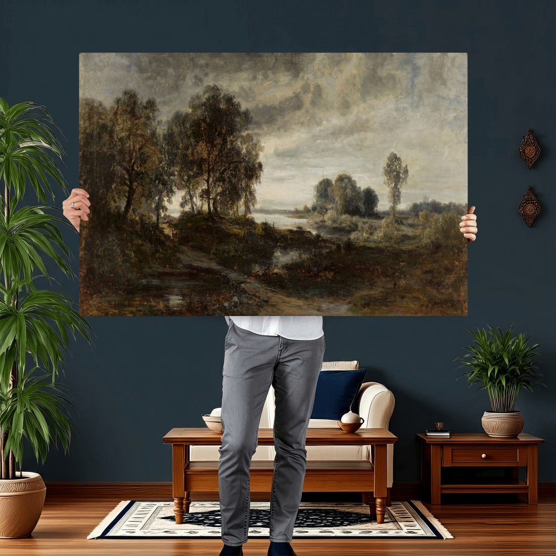 Adolf Dressler Landscape of the Oder River Wall Art Canvas Print
