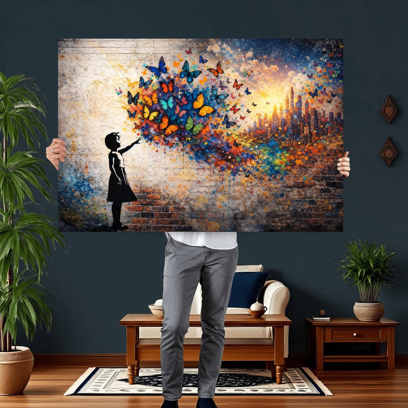 21540821-MGV-CV-36X24 - Banksy Girl Wall Art Canvas Print for Living Room Decor